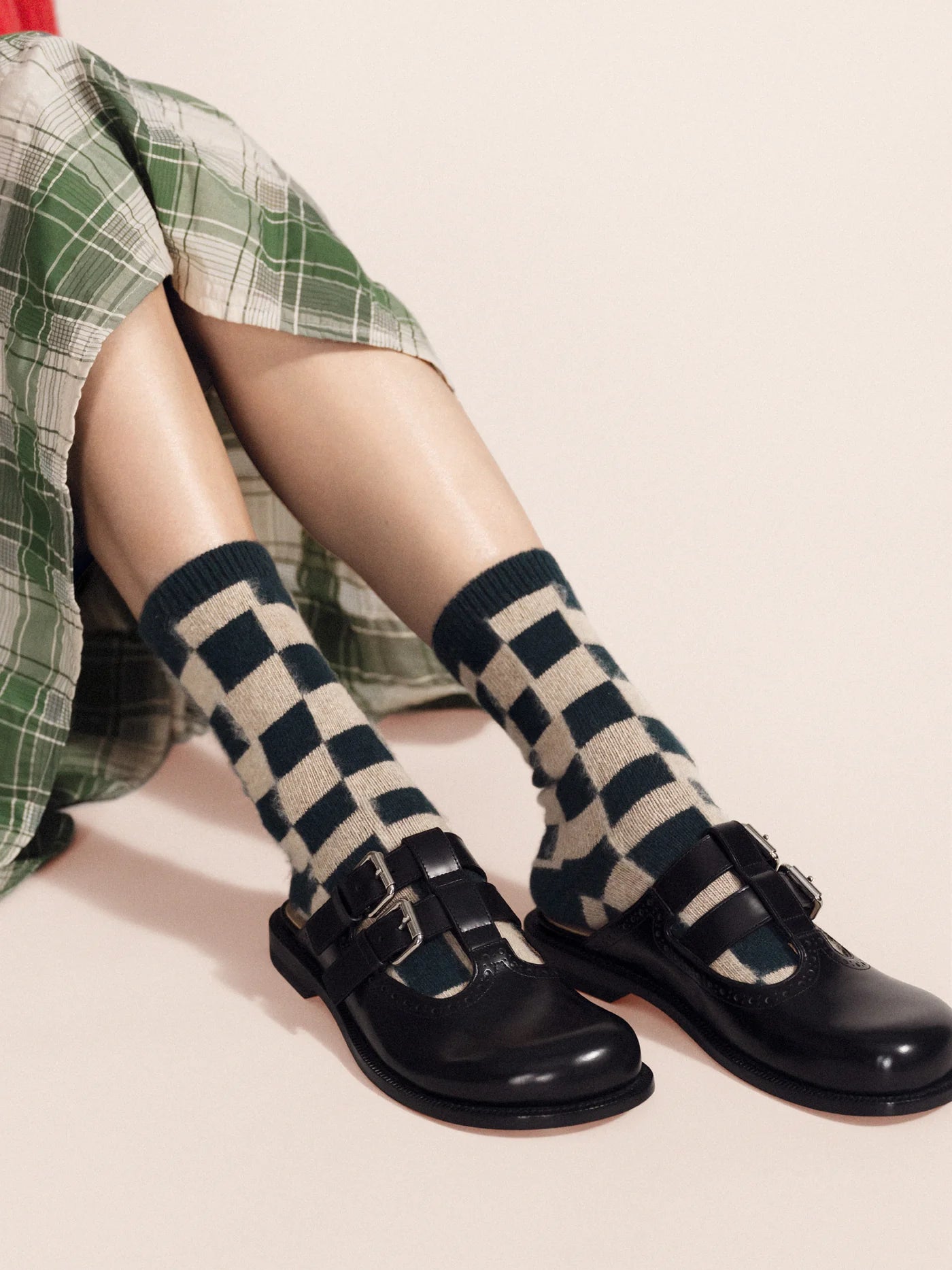 Dash Checkered Cashmere Crew