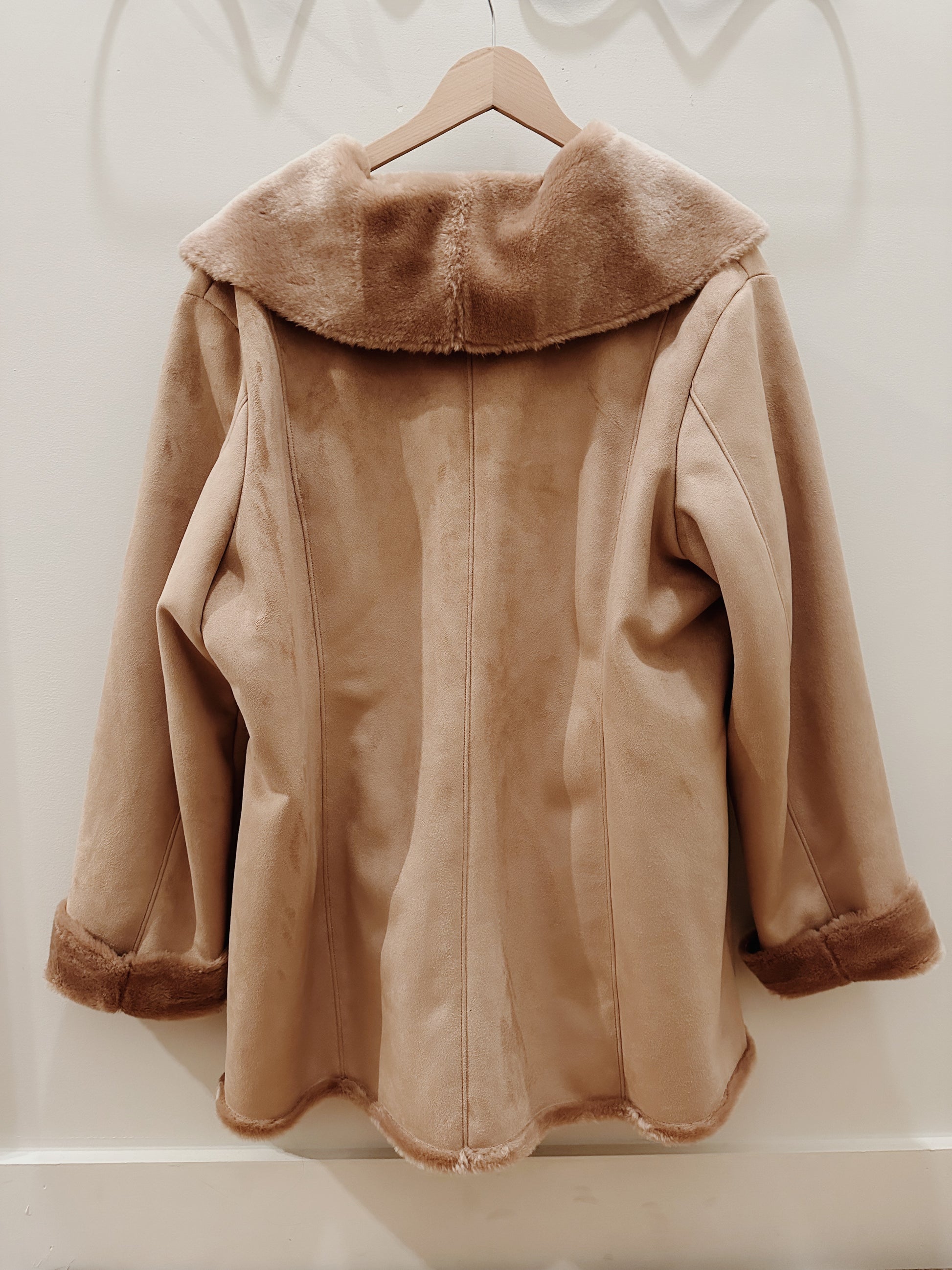 Faux Suede & Fur Swing Coat
