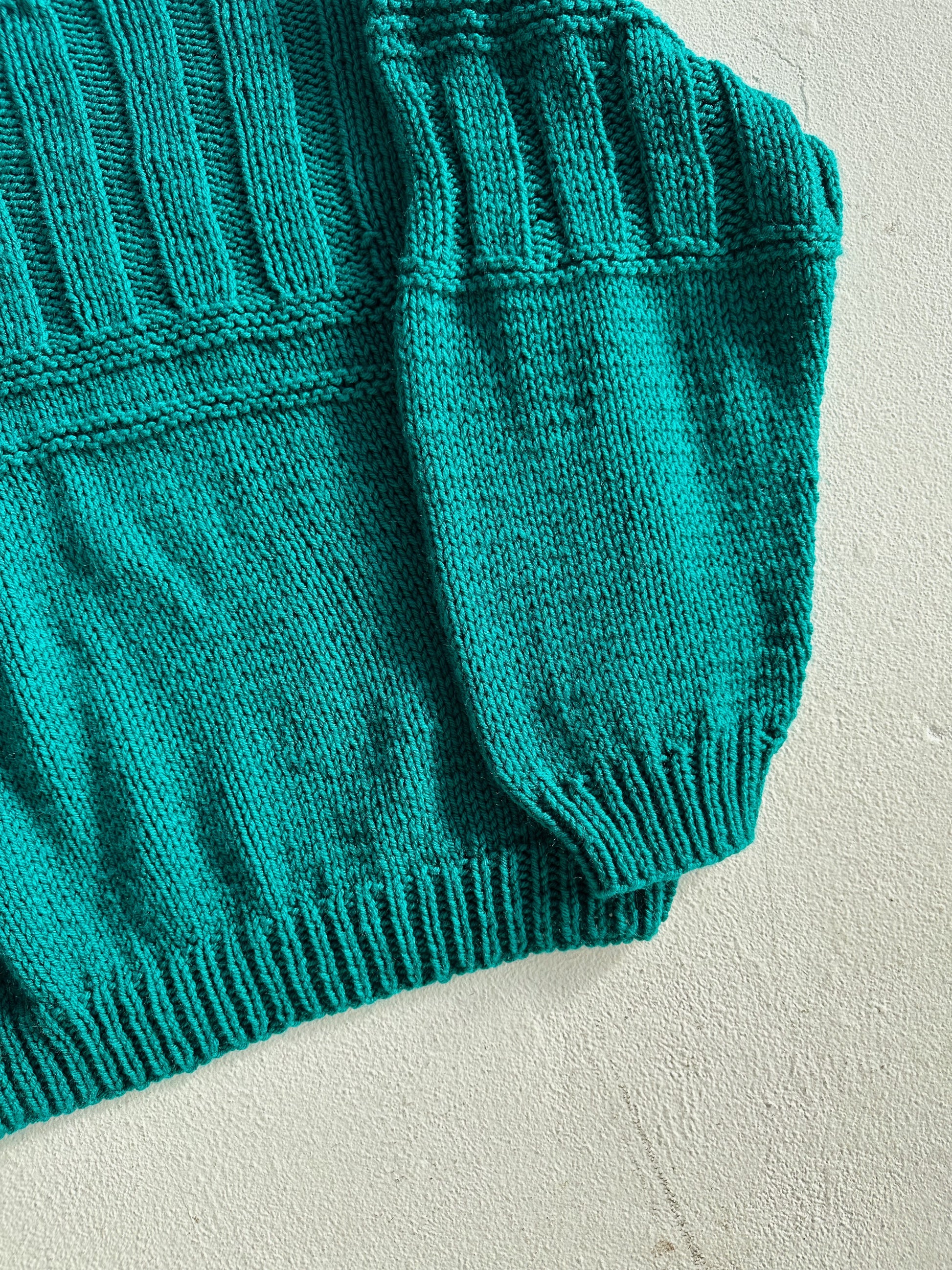 Handknit Turquoise Sweater