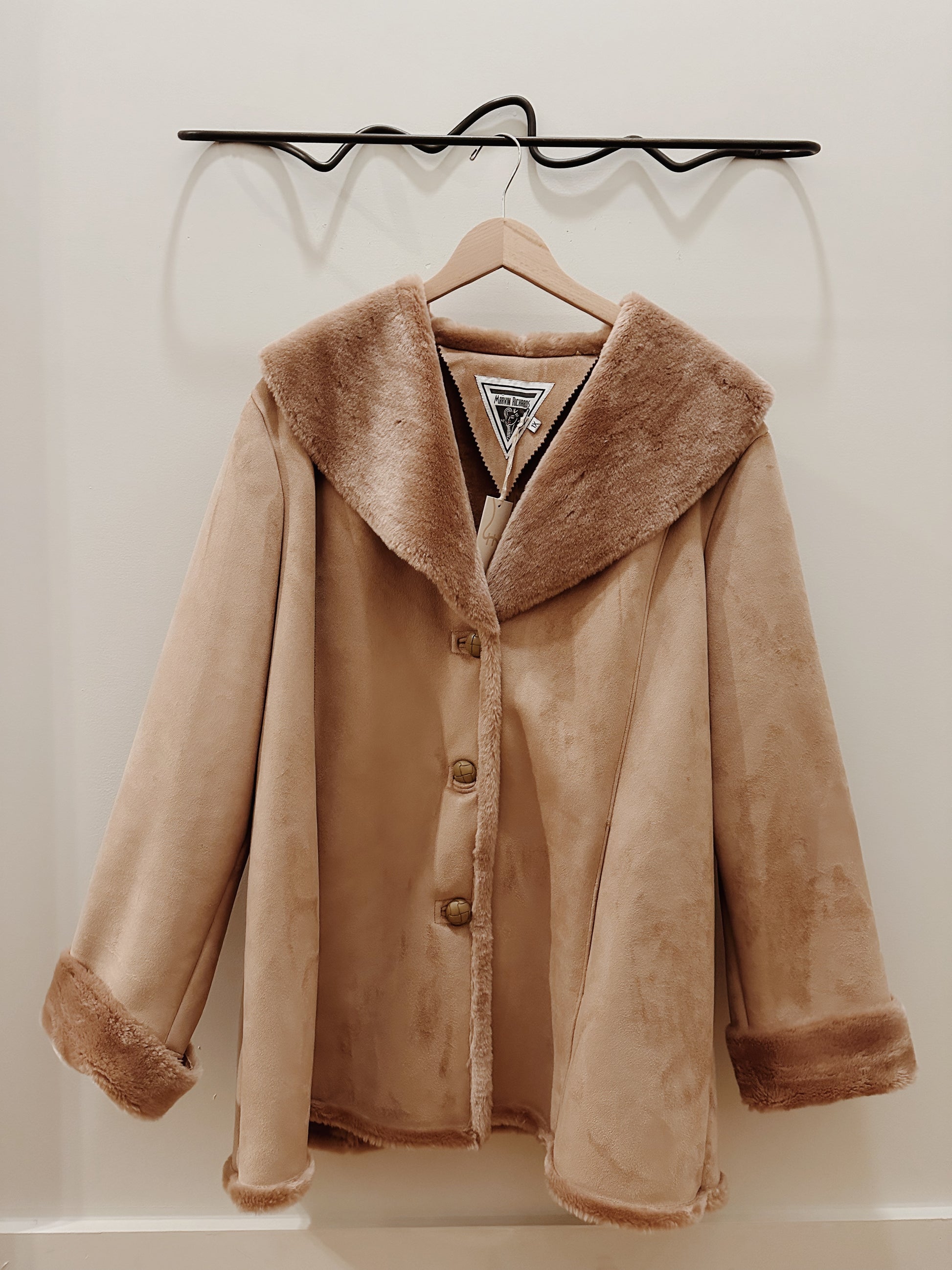 Faux Suede & Fur Swing Coat
