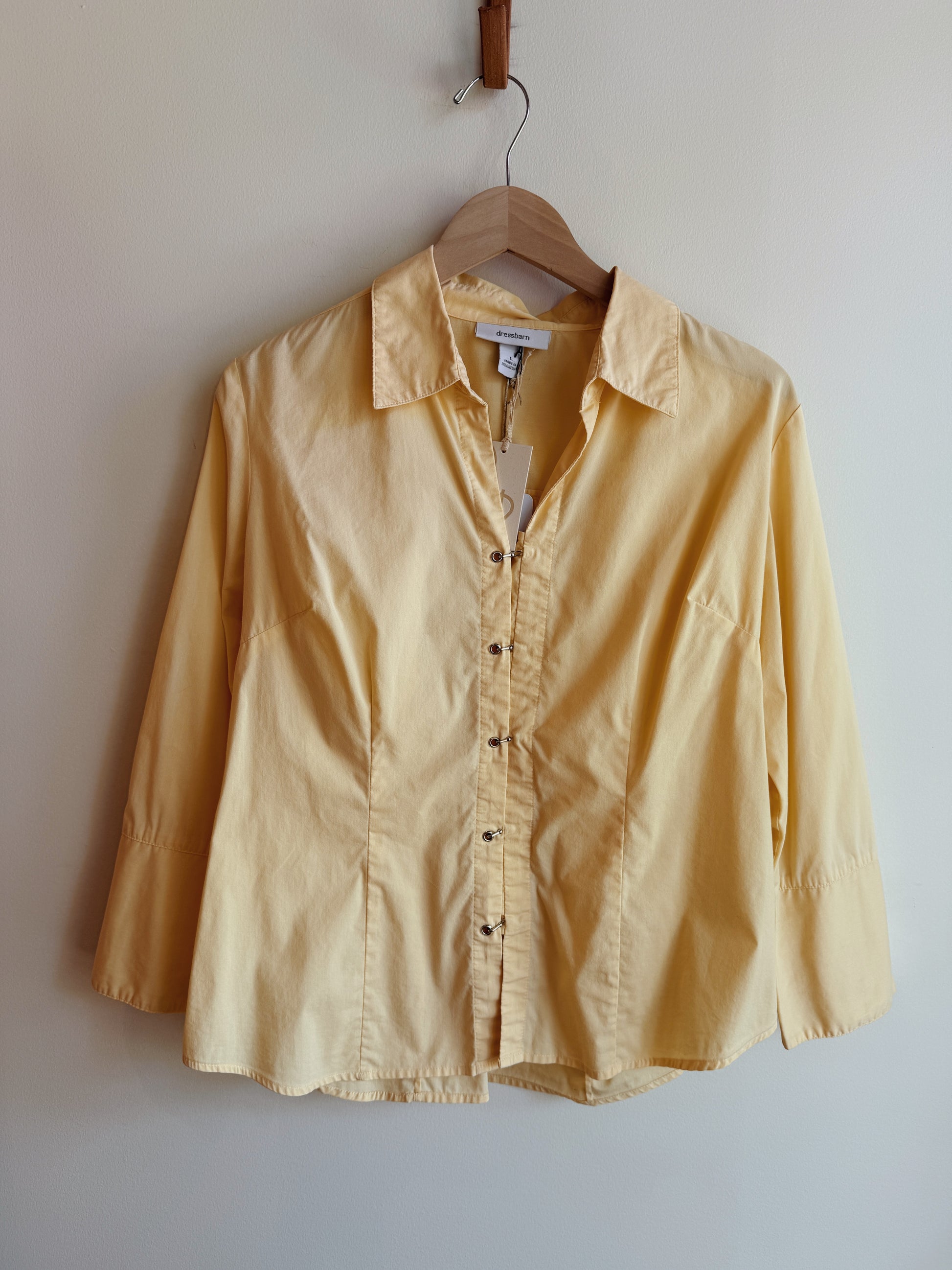 Clasp Front Butter Yellow Blouse