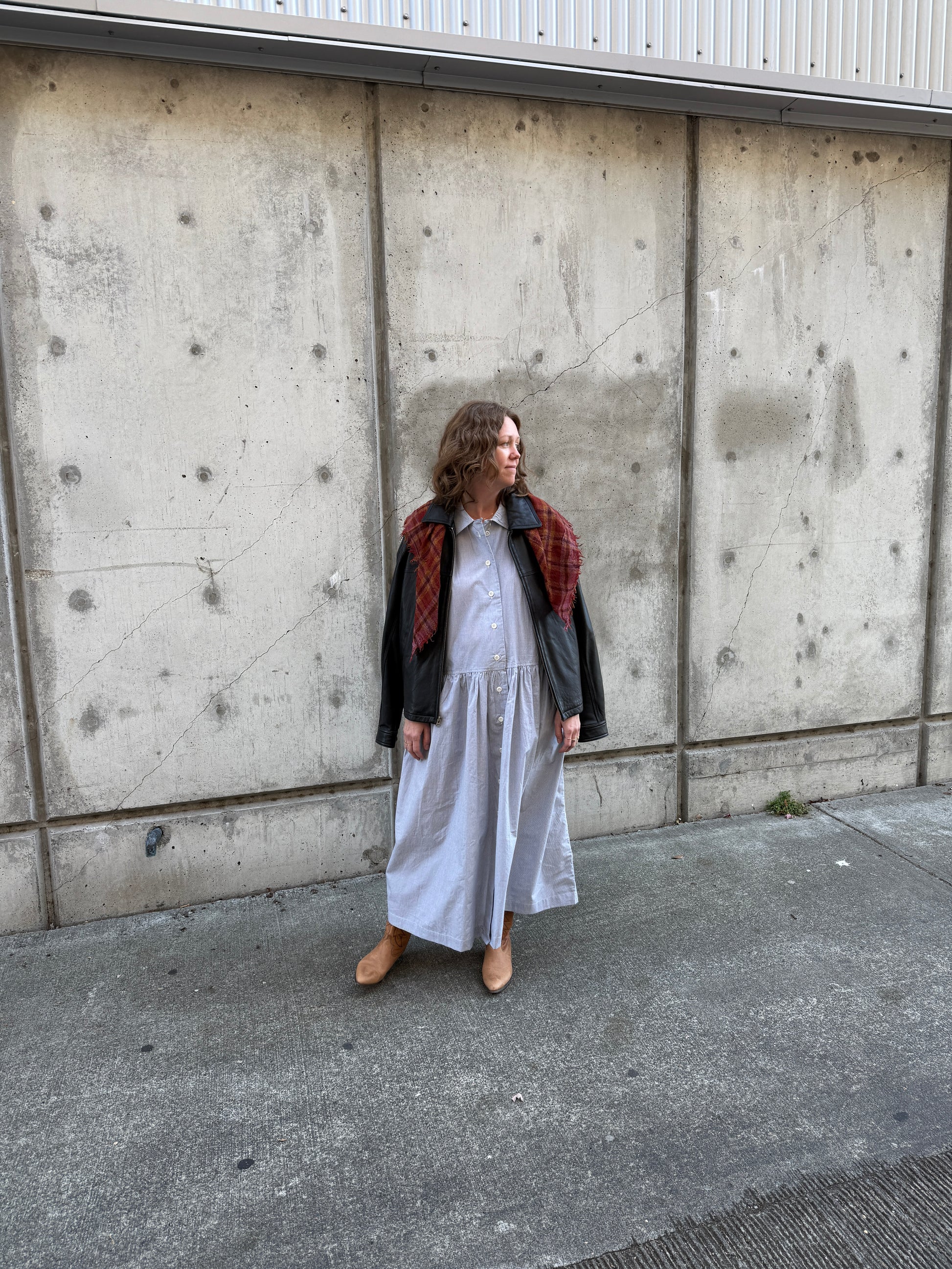 Fine Stripe Cotton Shirt Dress