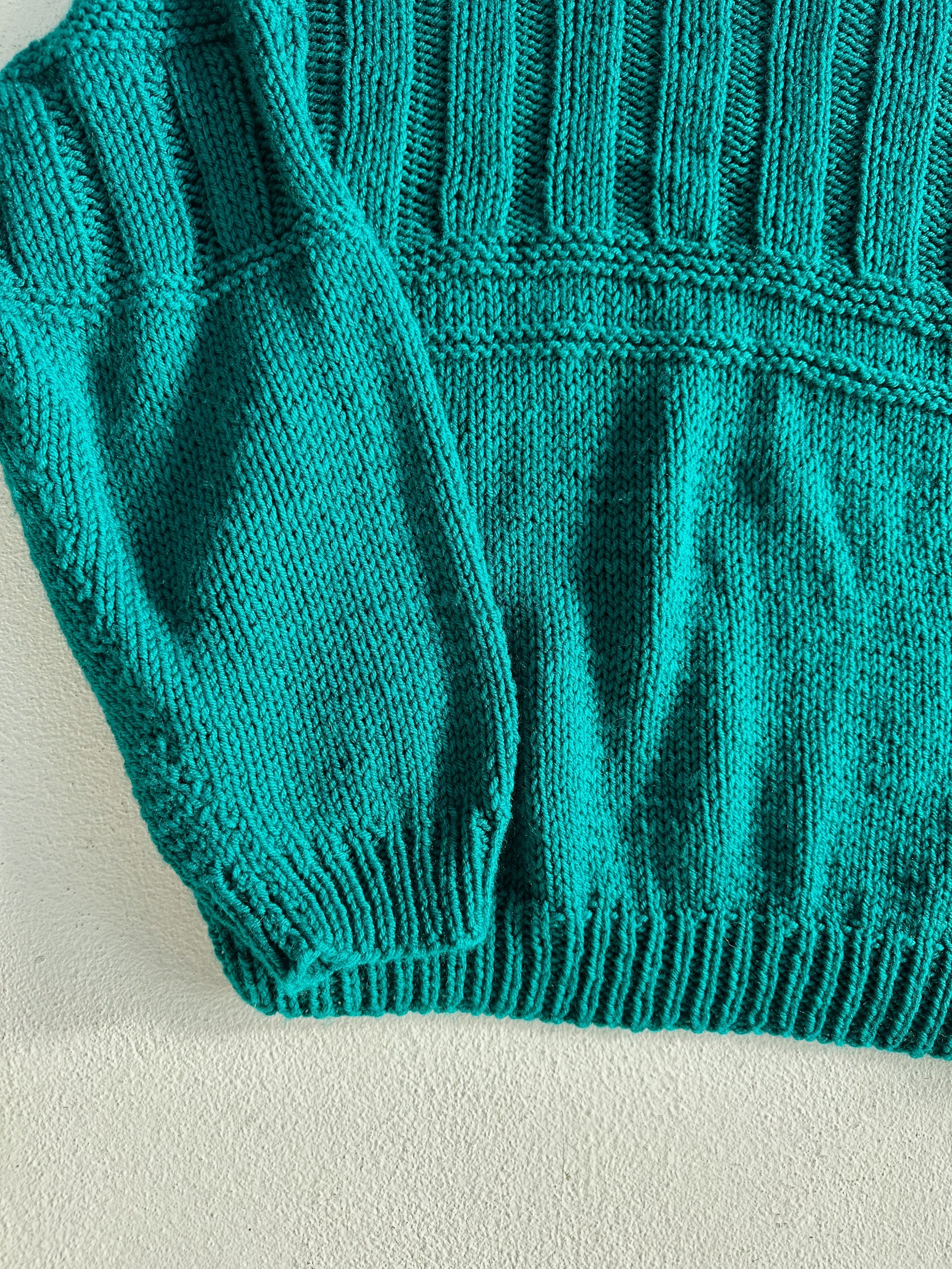 Handknit Turquoise Sweater