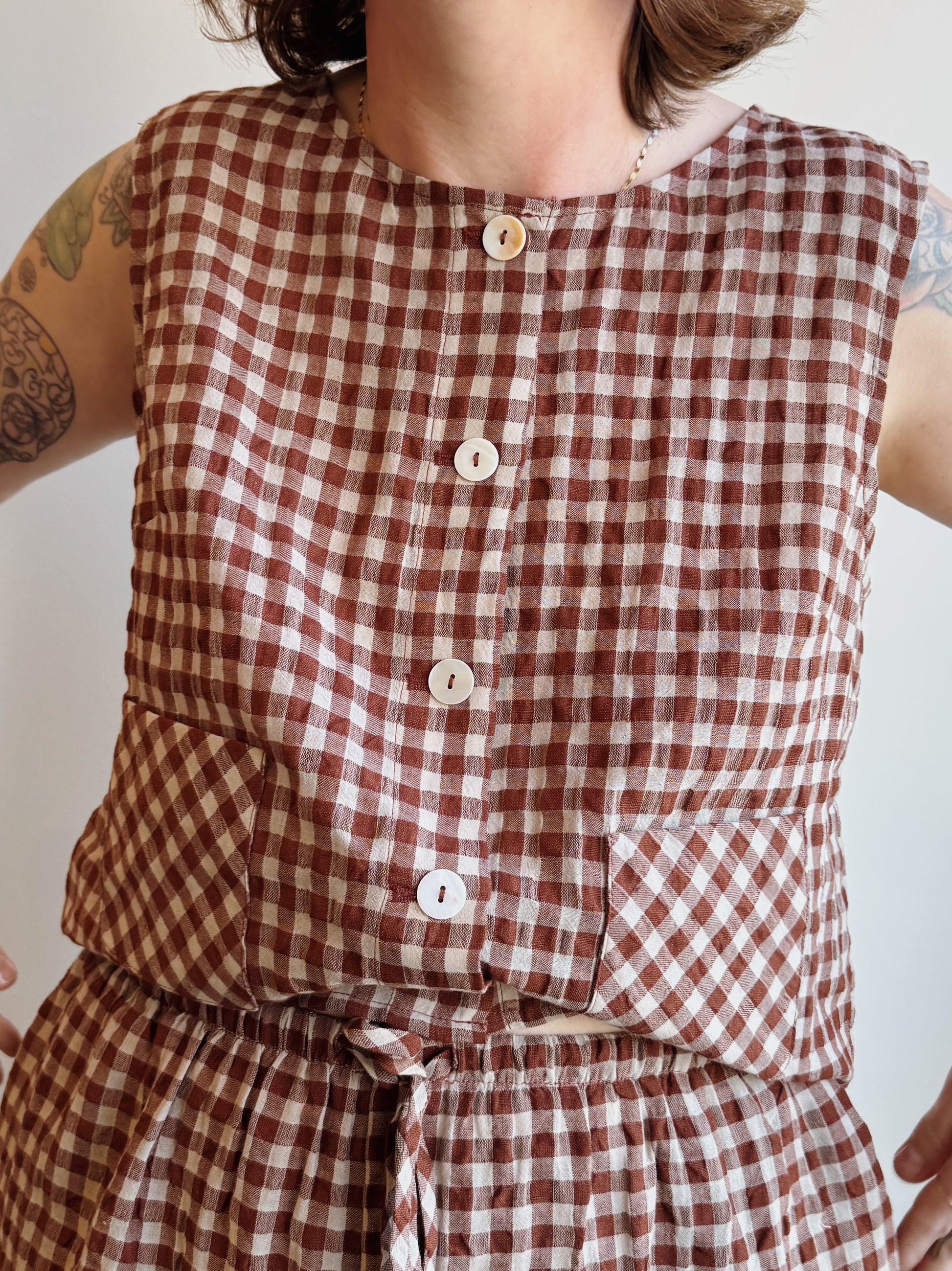 Gingam Button Tank
