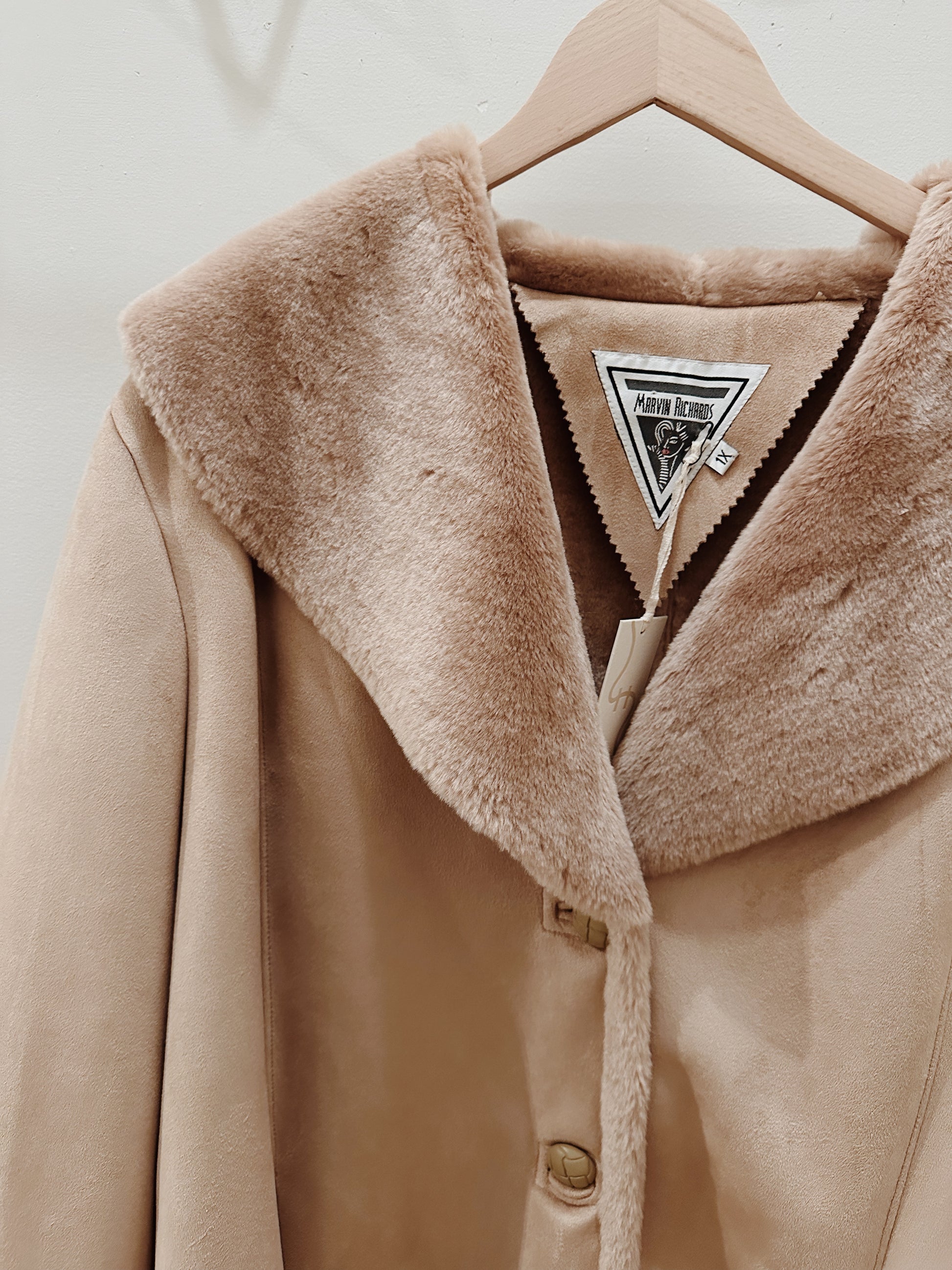 Faux Suede & Fur Swing Coat