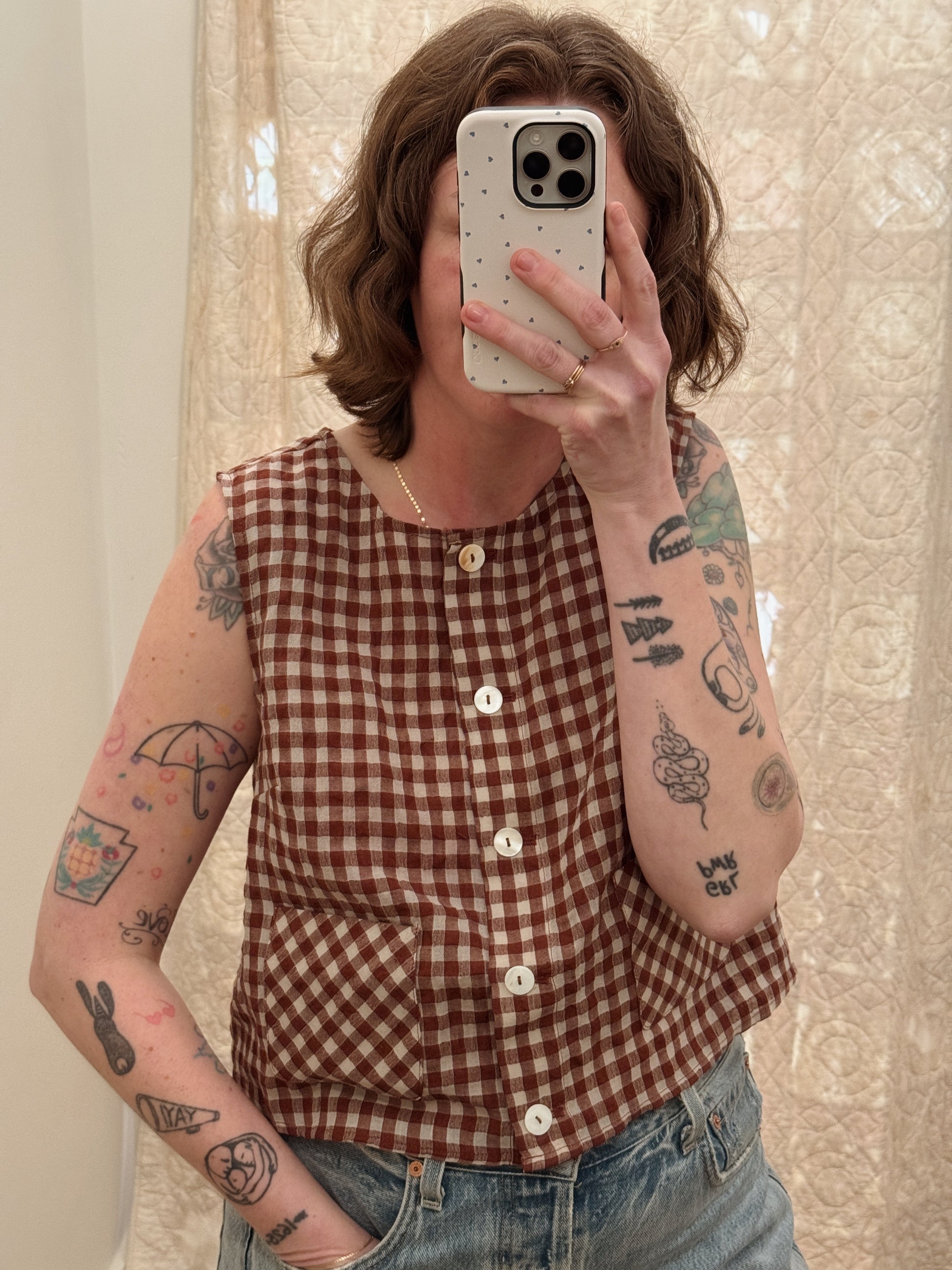 Gingam Button Tank