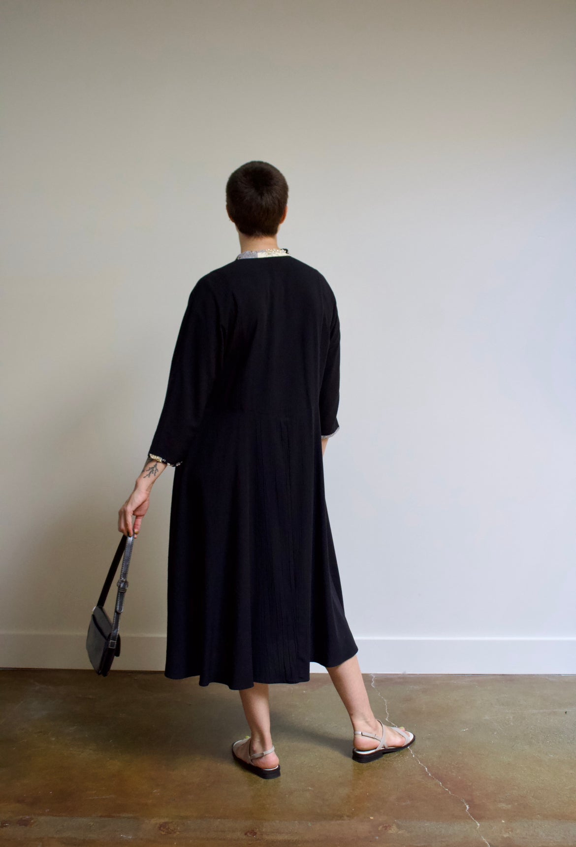 Collared Button Front Crinkle Maxi Dress