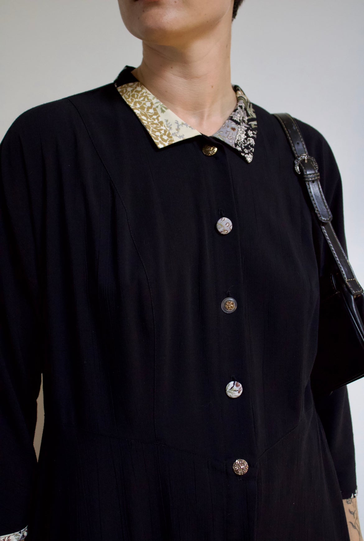 Collared Button Front Crinkle Maxi Dress
