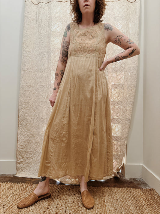 Woven Cotton Embroidered Maxi