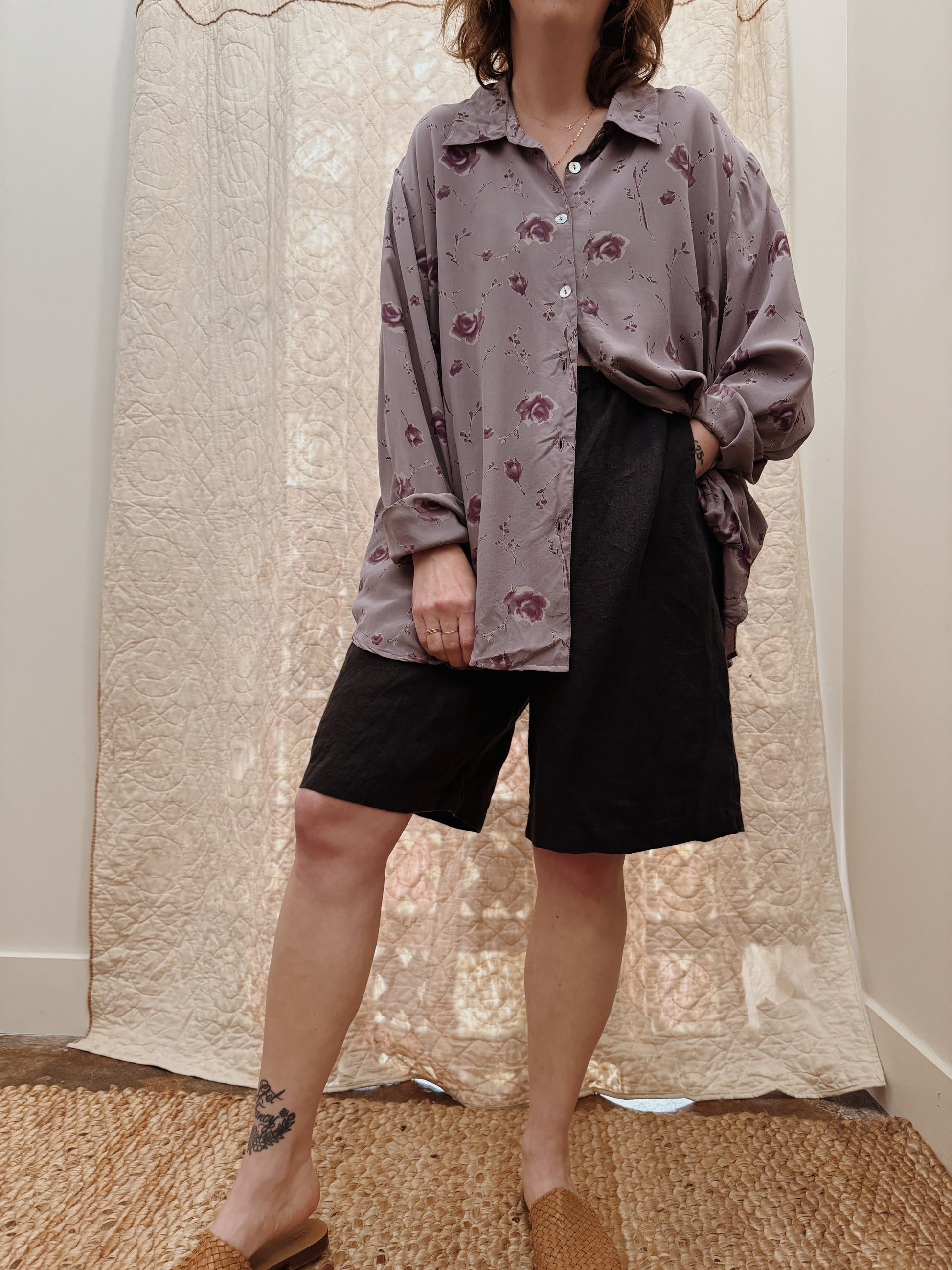 Flax Slate Linen Shorts