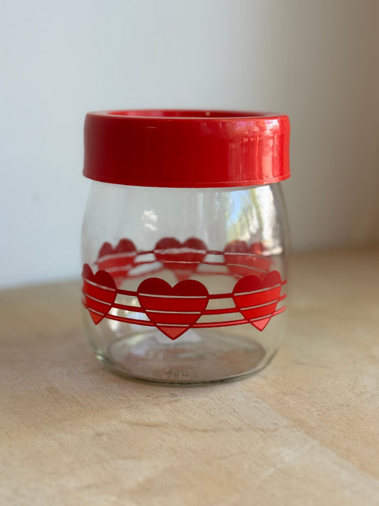 Red Heart Glass Jar