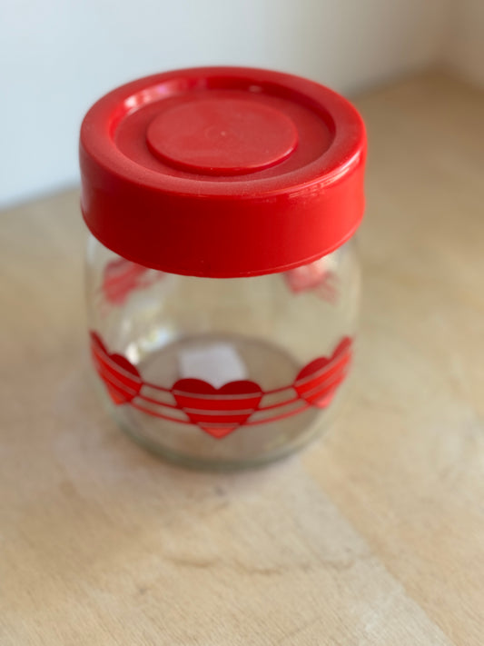 Red Heart Glass Jar