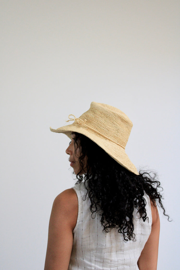 Natural Straw Woven Bucket Hat