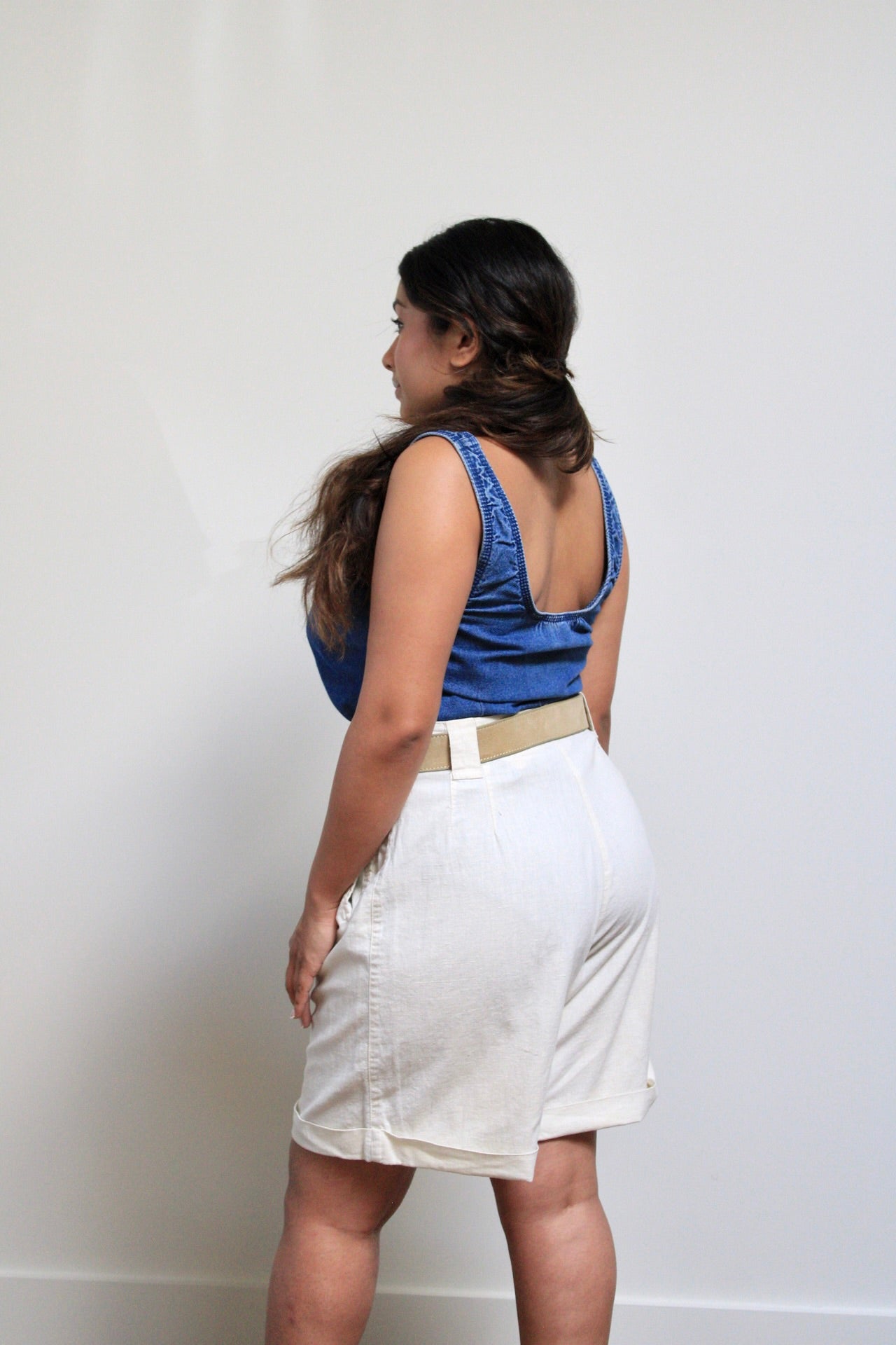 Denim Lace Up Tank