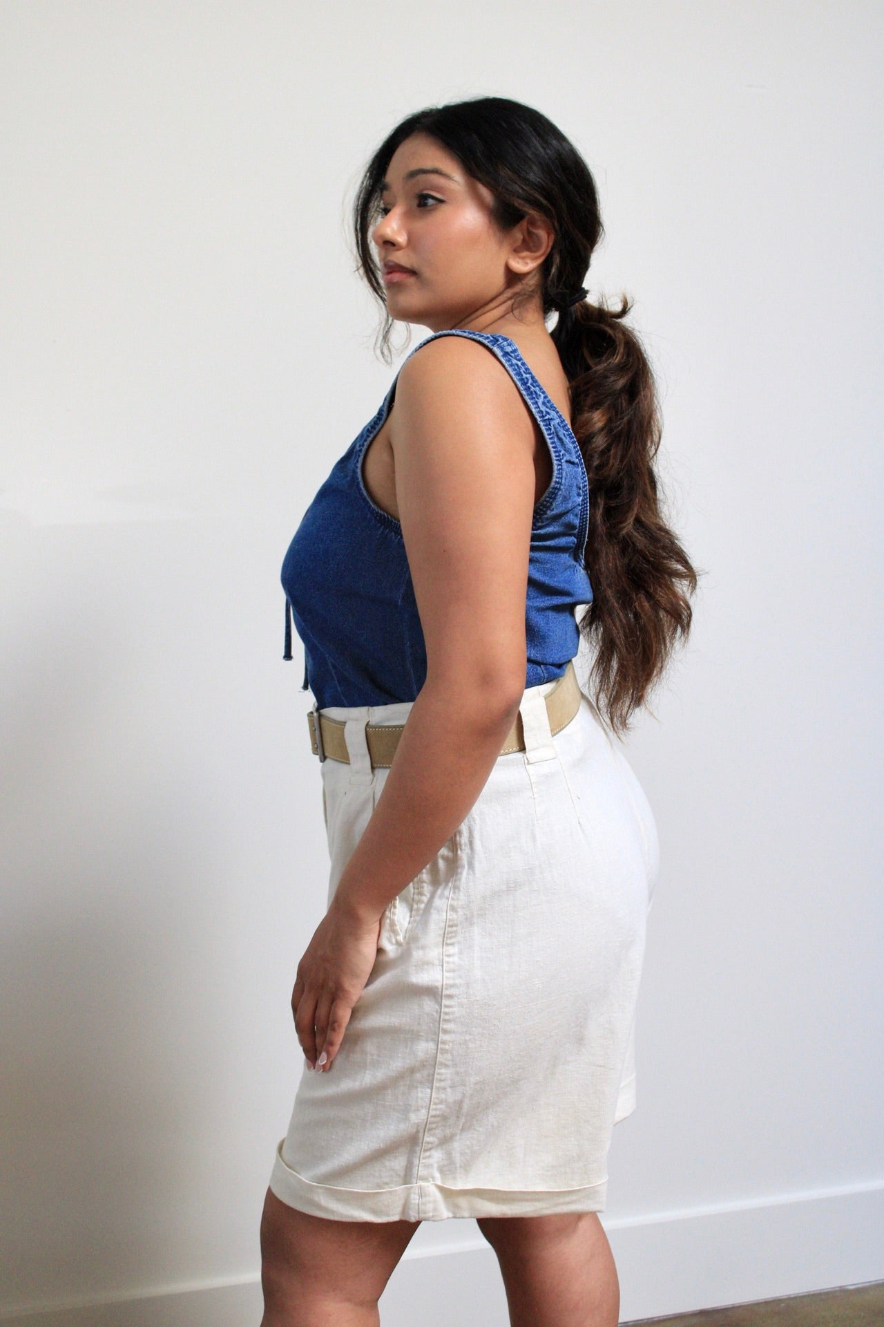 Denim Lace Up Tank
