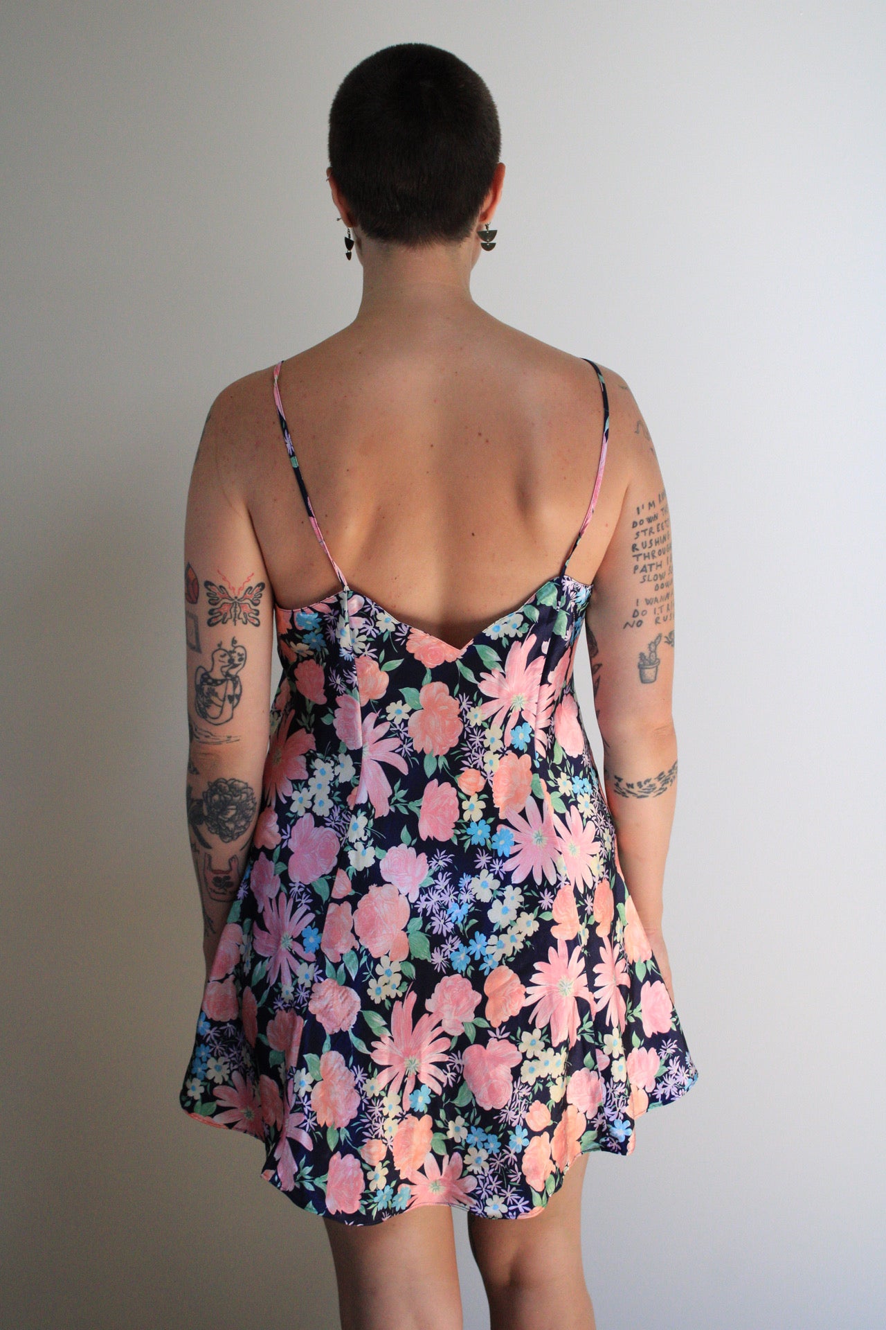Floral Satin Mini Slip Dress
