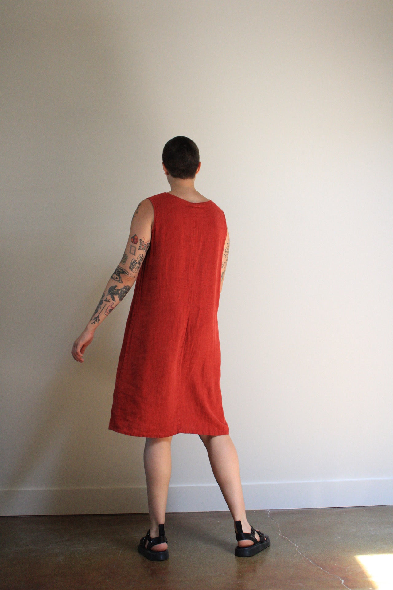 Clay Linen Button Front Dress
