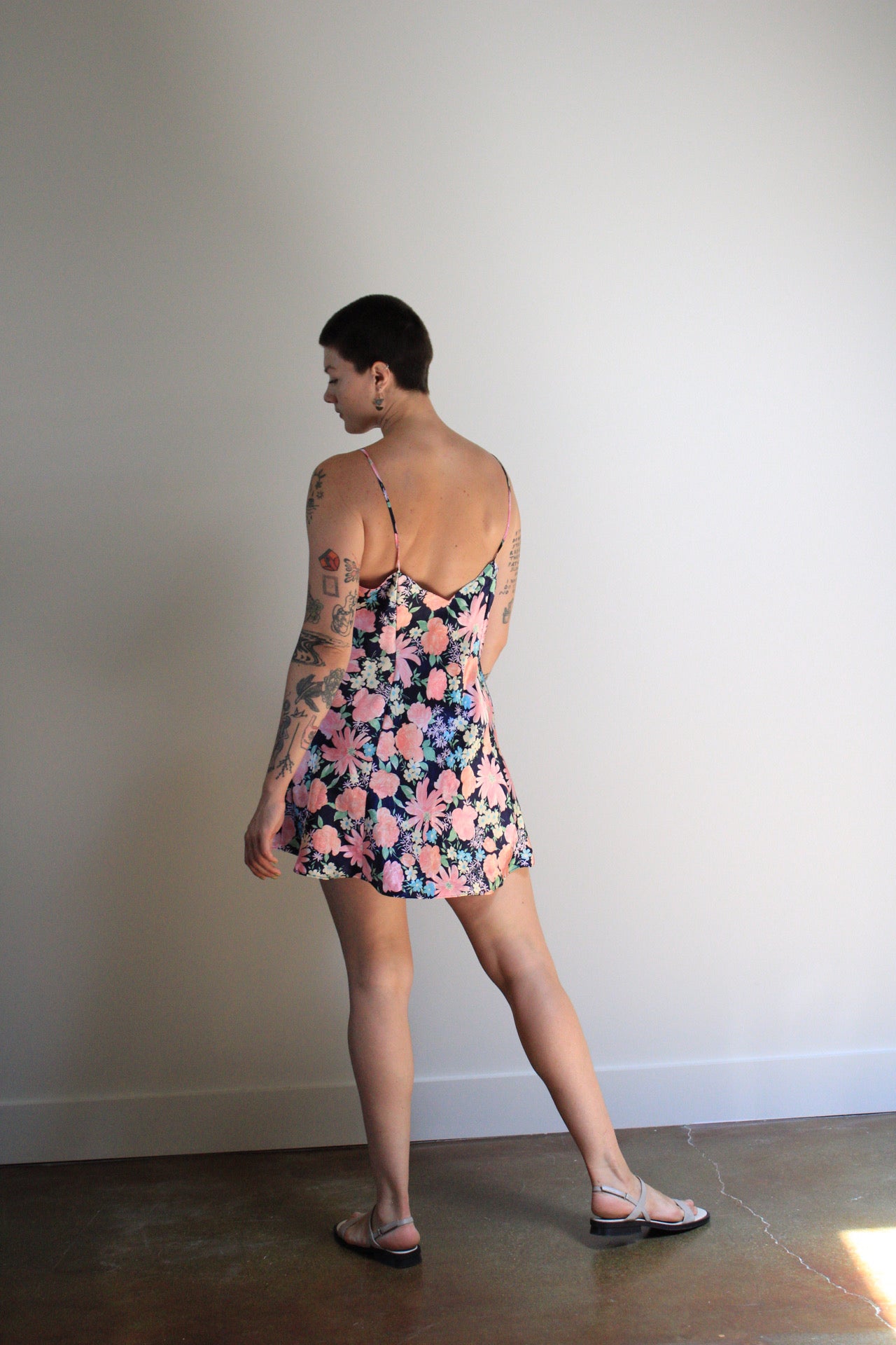 Floral Satin Mini Slip Dress