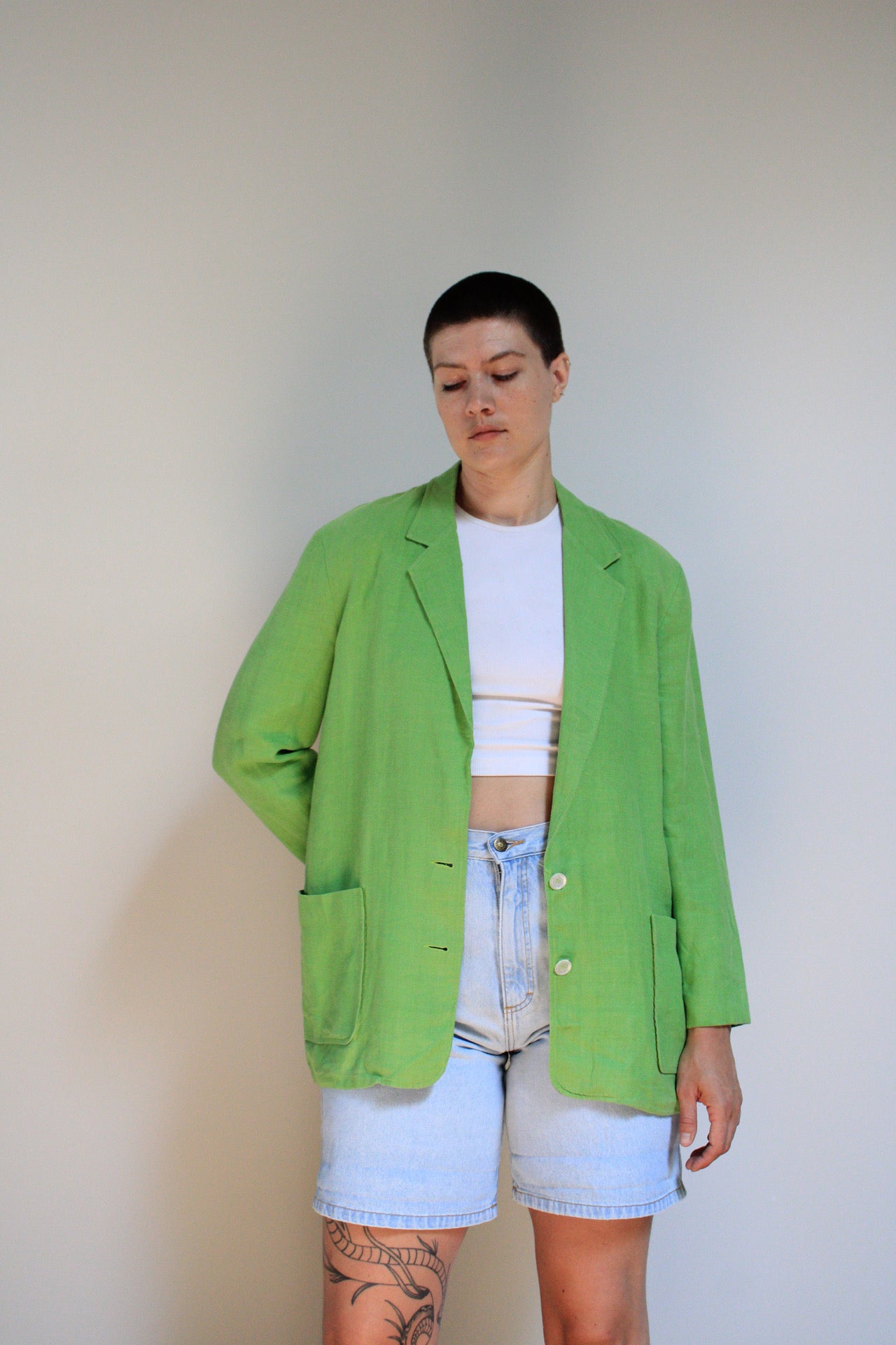 Lime Linen Blazer