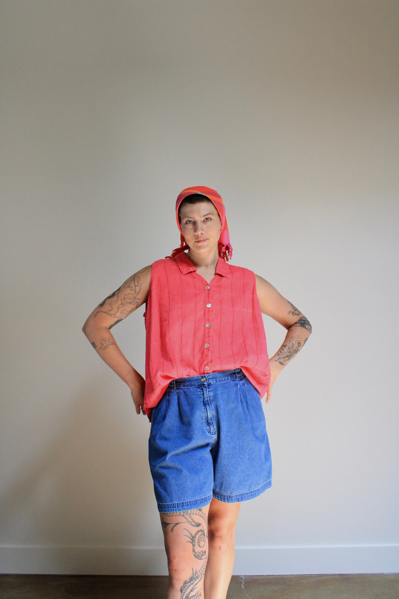 Fuschia Linen Sleeveless Top