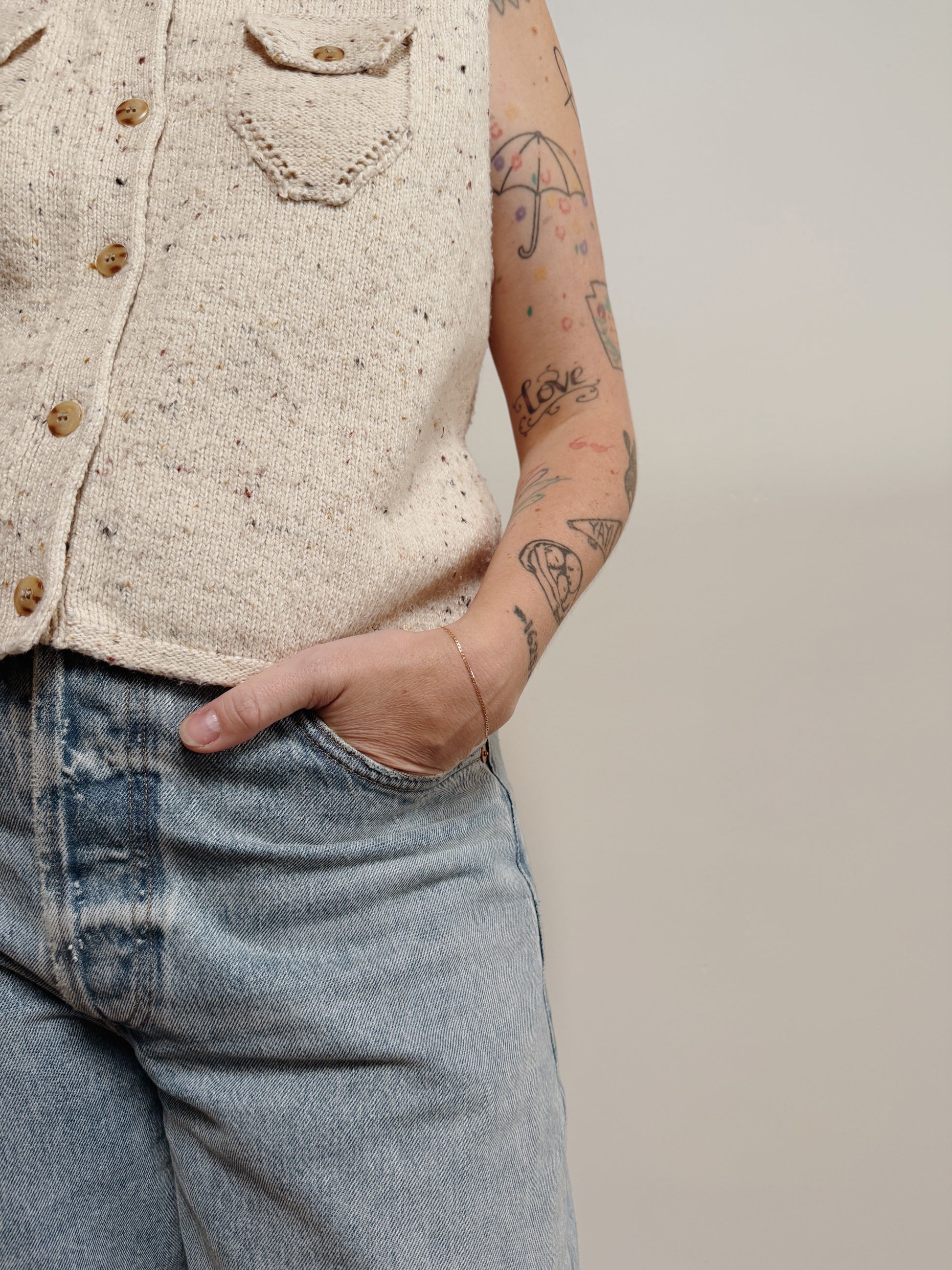 Speckled Cotton Sweater Vest