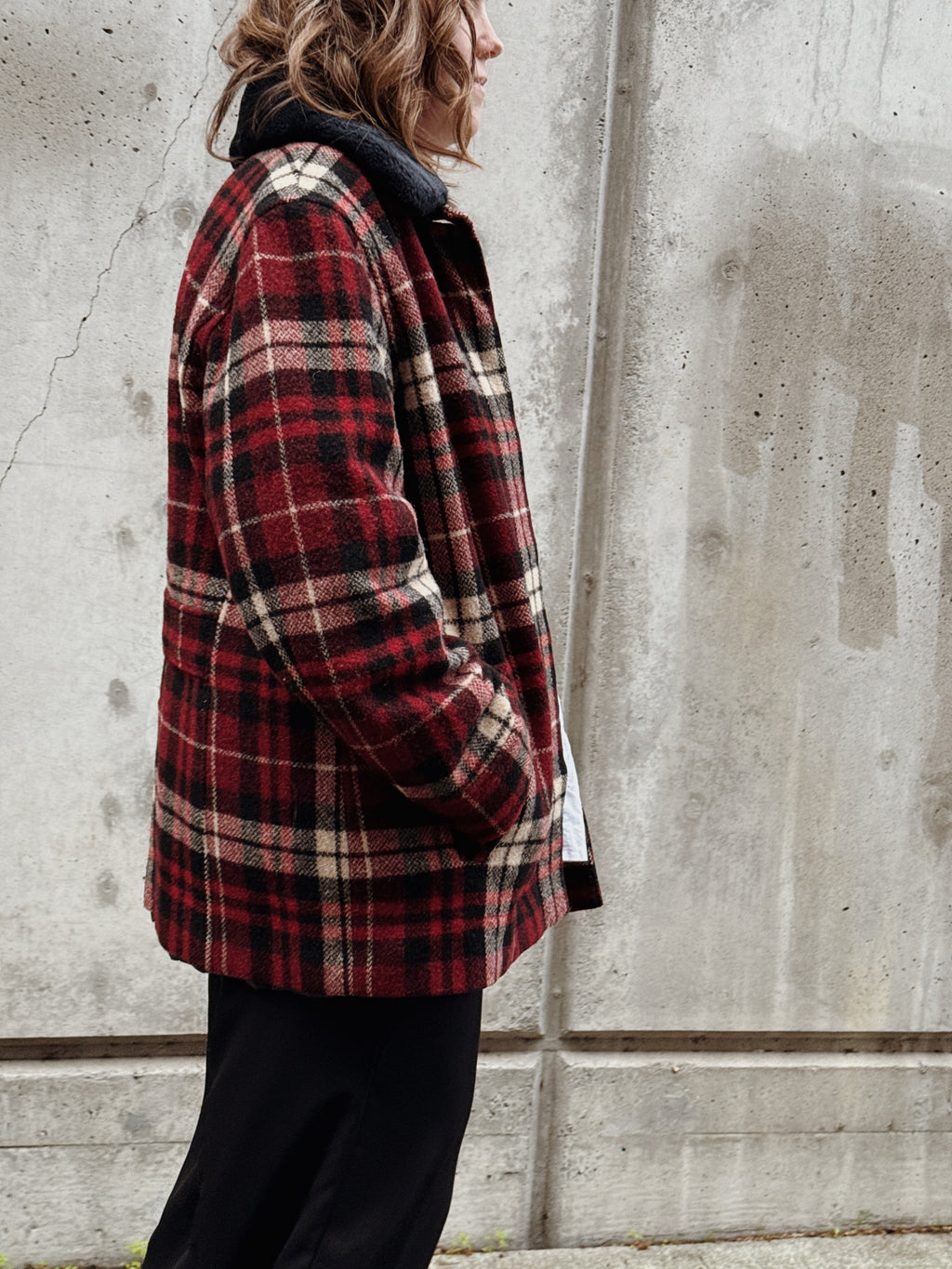 Eddie Bauer Red Plaid Overcoat