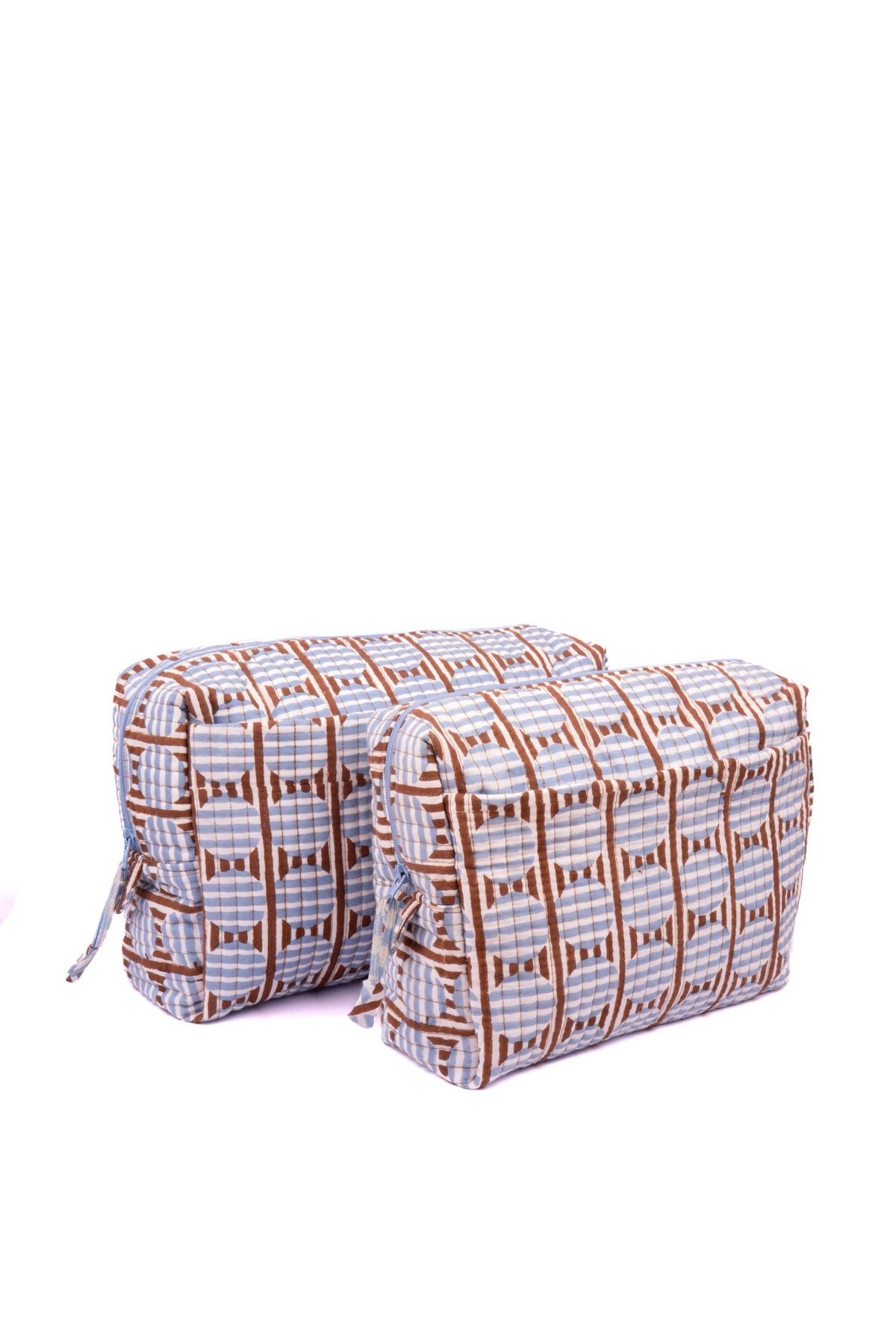 Striped Circles Blockprint Travel Pouch: Set of 2