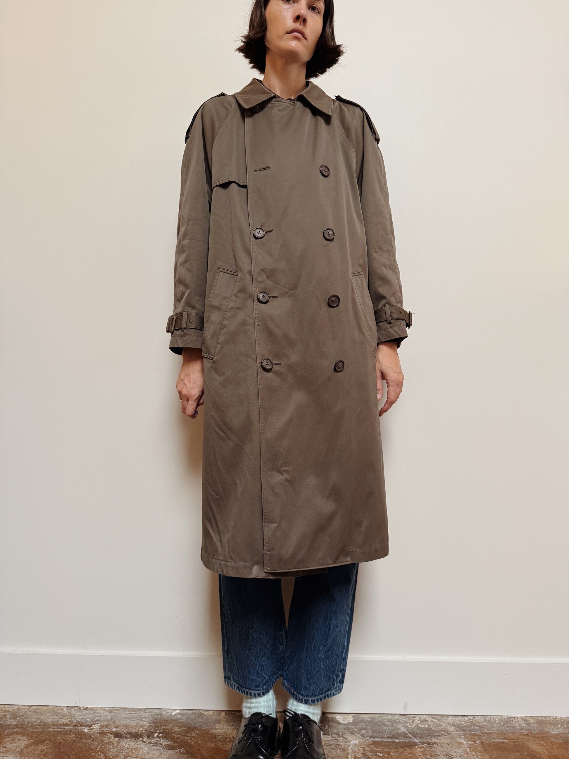 Double Breasted Green Trench