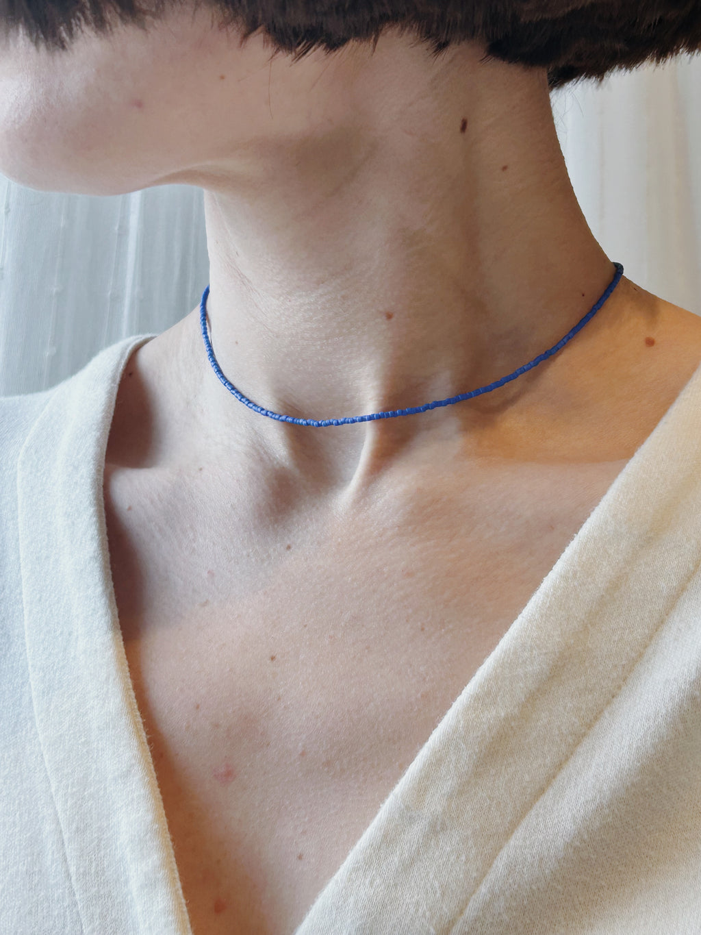 Blue Matte Bead Necklace