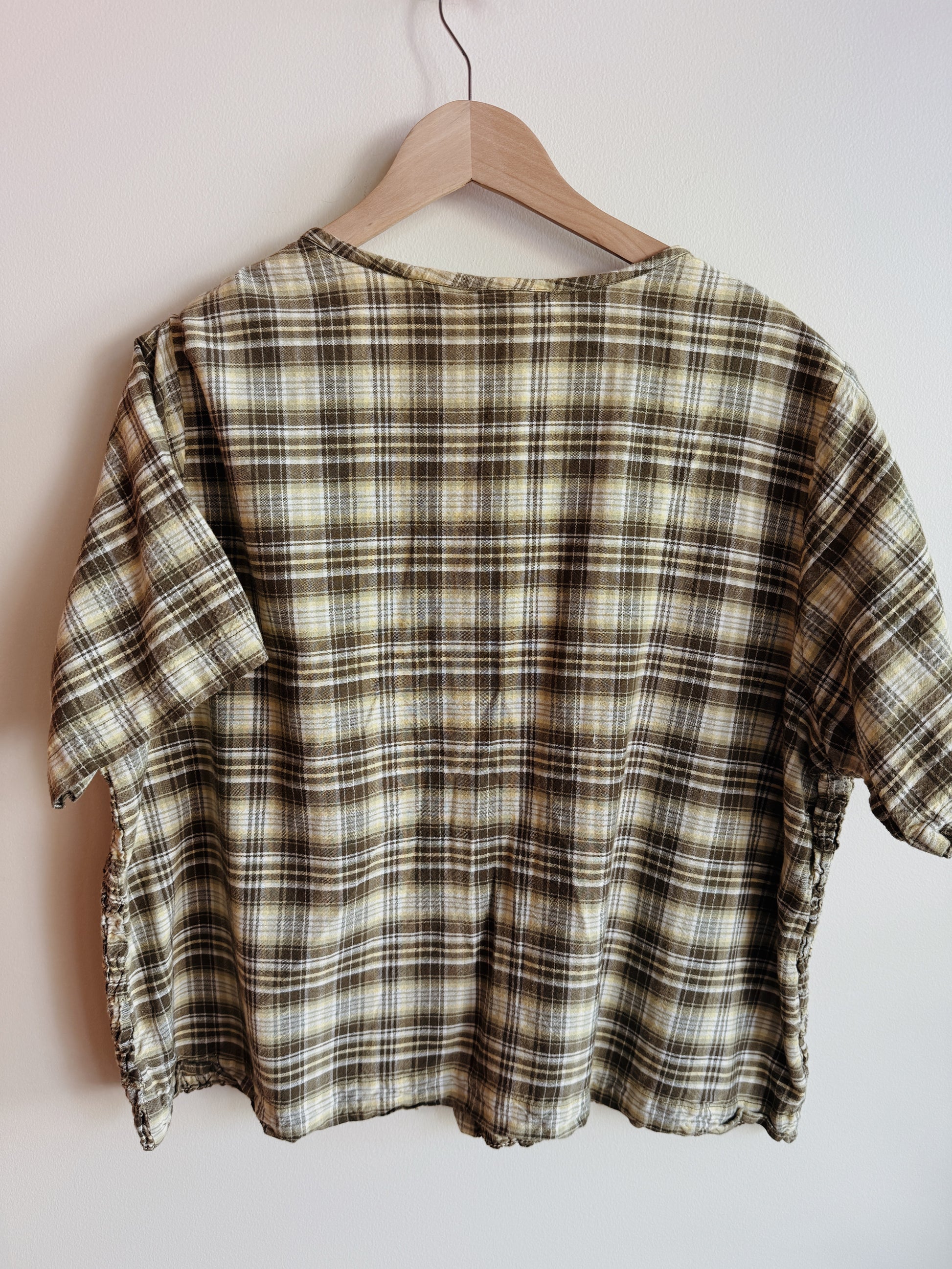 Green Plaid Smocked Tee