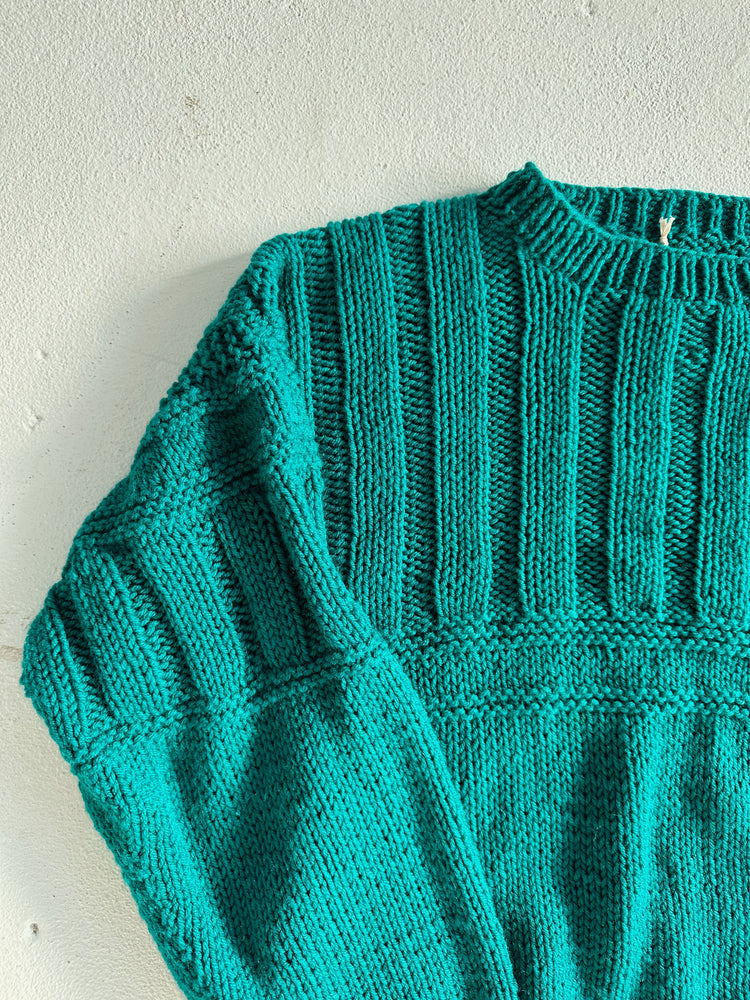 Handknit Turquoise Sweater