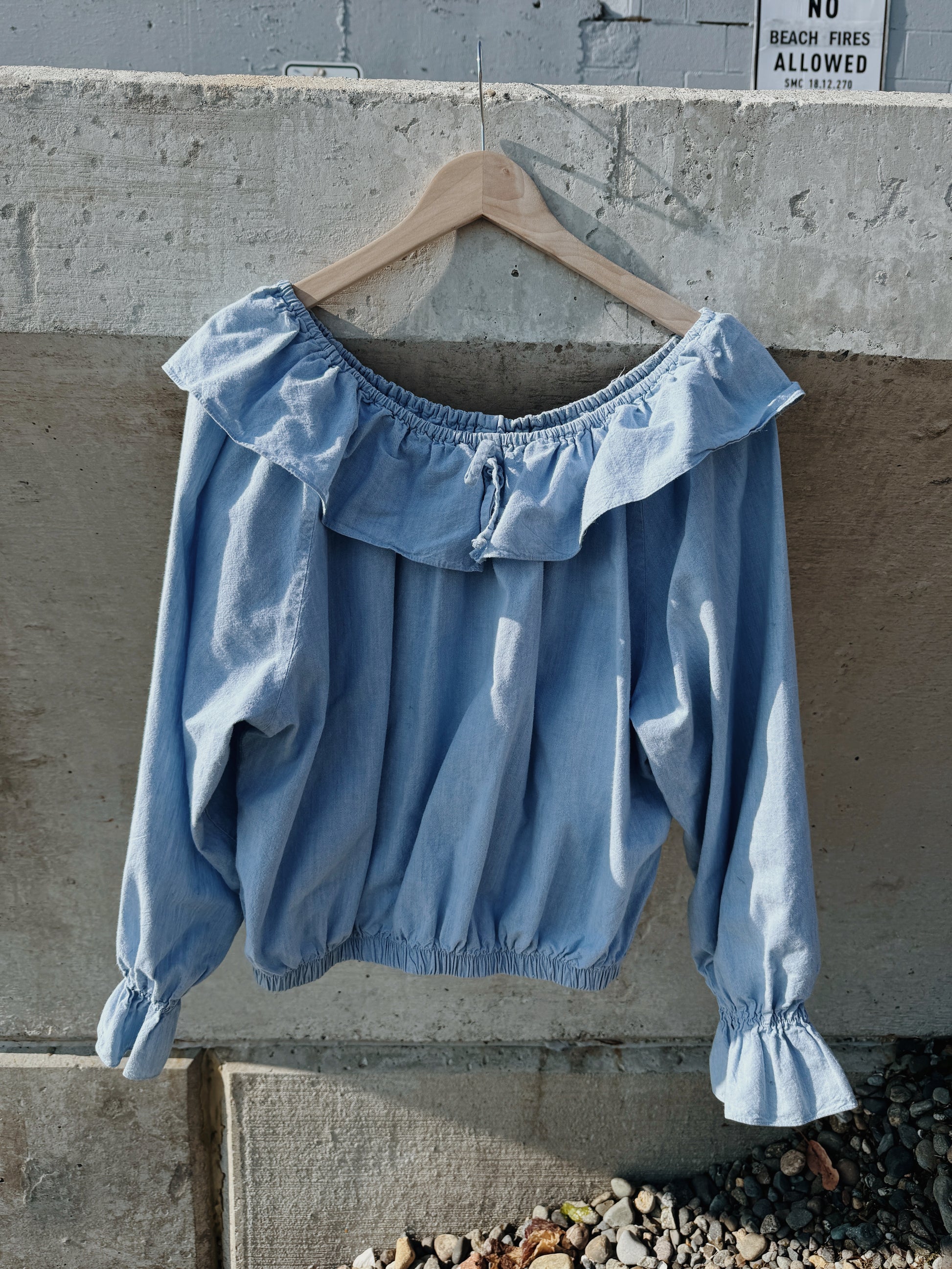 Chambray Ruffle Top