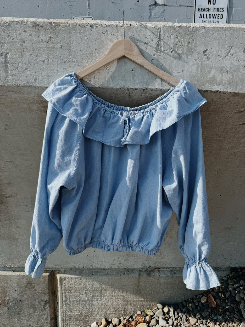 Chambray Ruffle Top