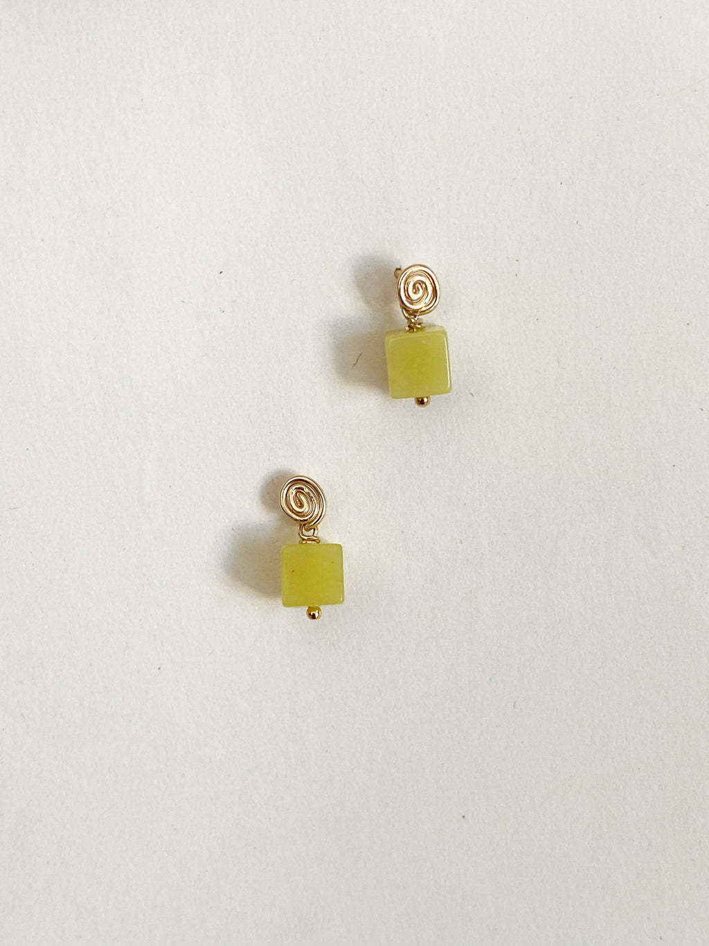 Inward Earrings- Olive Jade: Sterling Silver