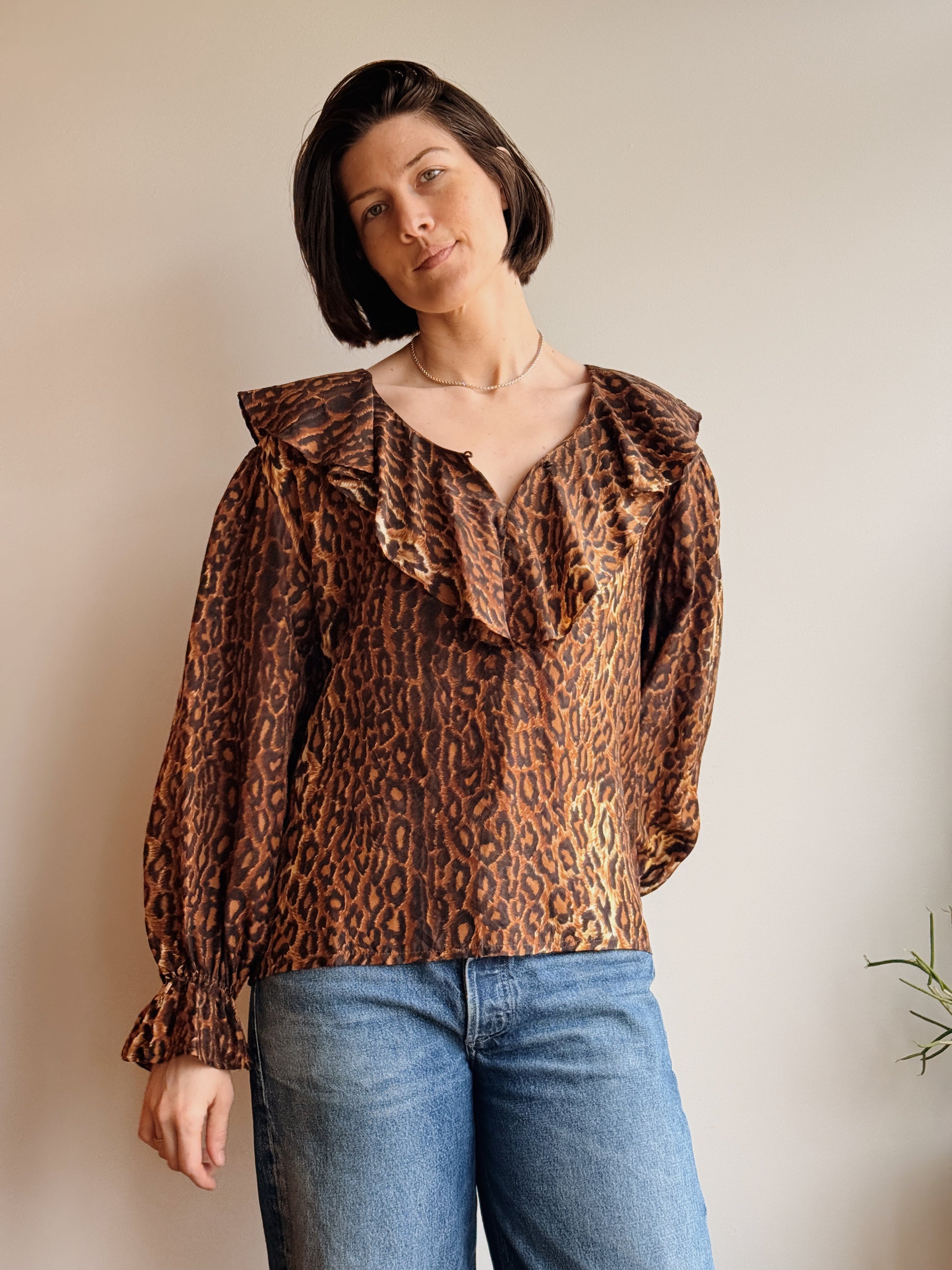 Express Silk Leopard Blouse