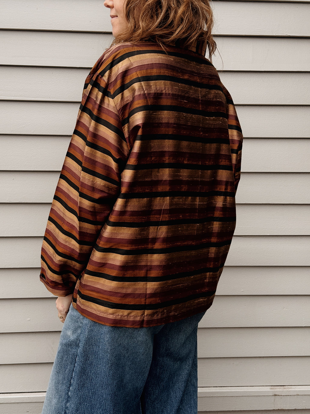 Dark Stripe Silk Blouse