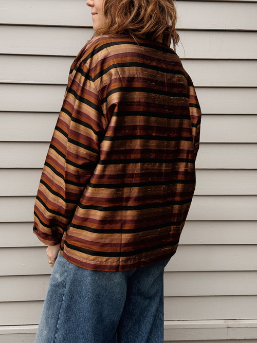 Dark Stripe Silk Blouse