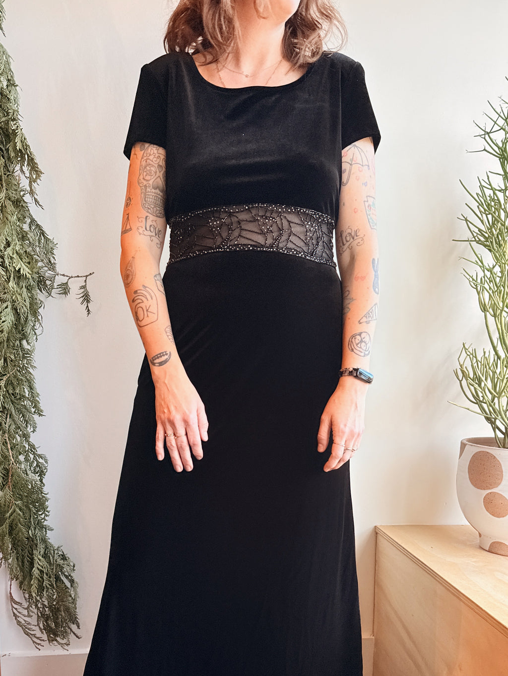 Velvet Sheer Waist Dress