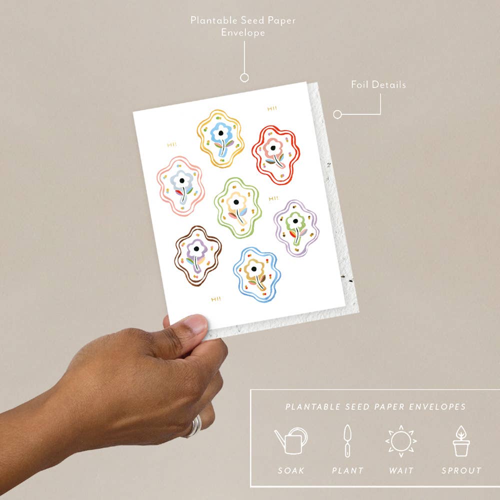 Flower Squiggles - Just To Say Hi Card