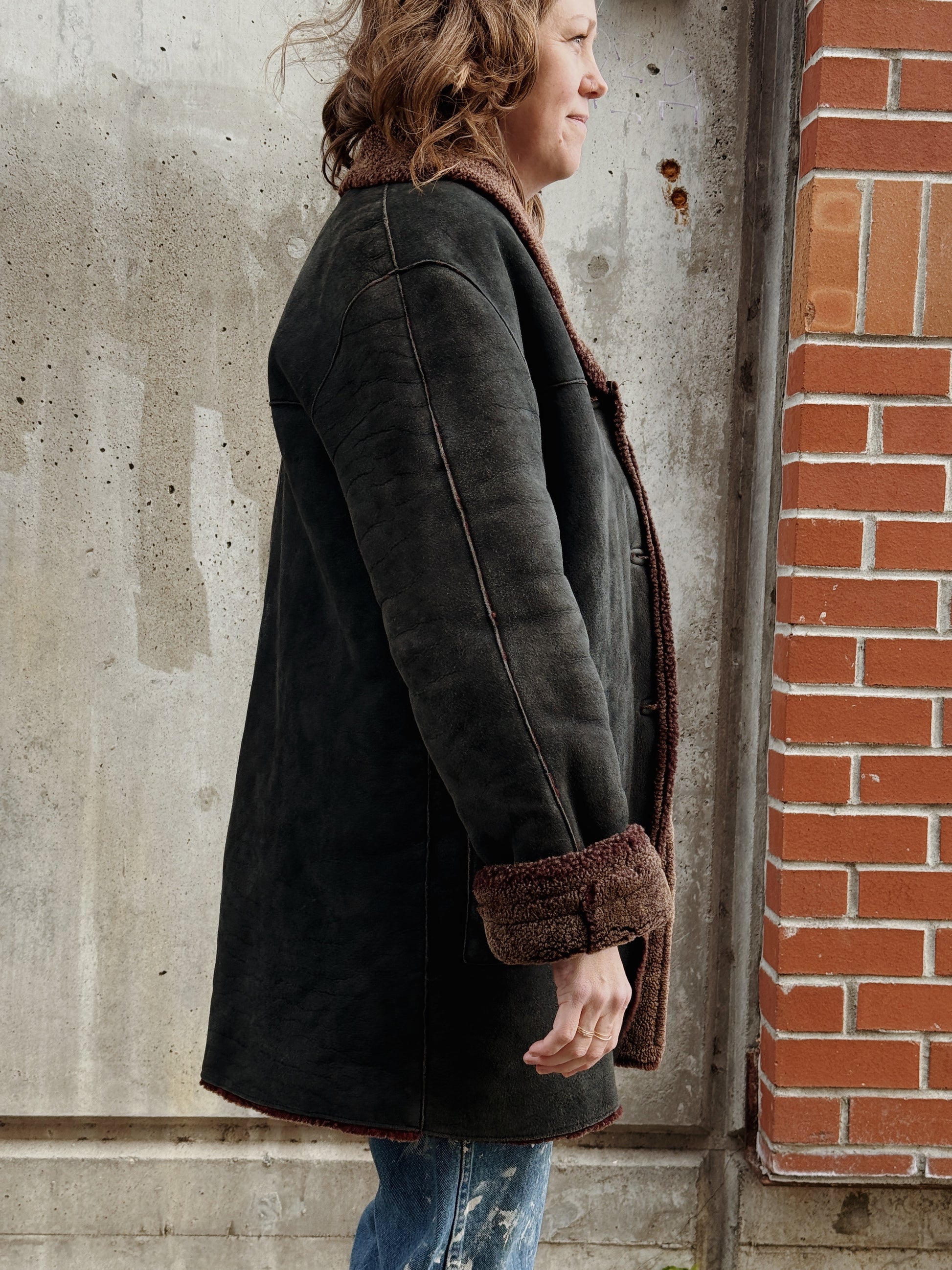 Shearling + Suede Coat