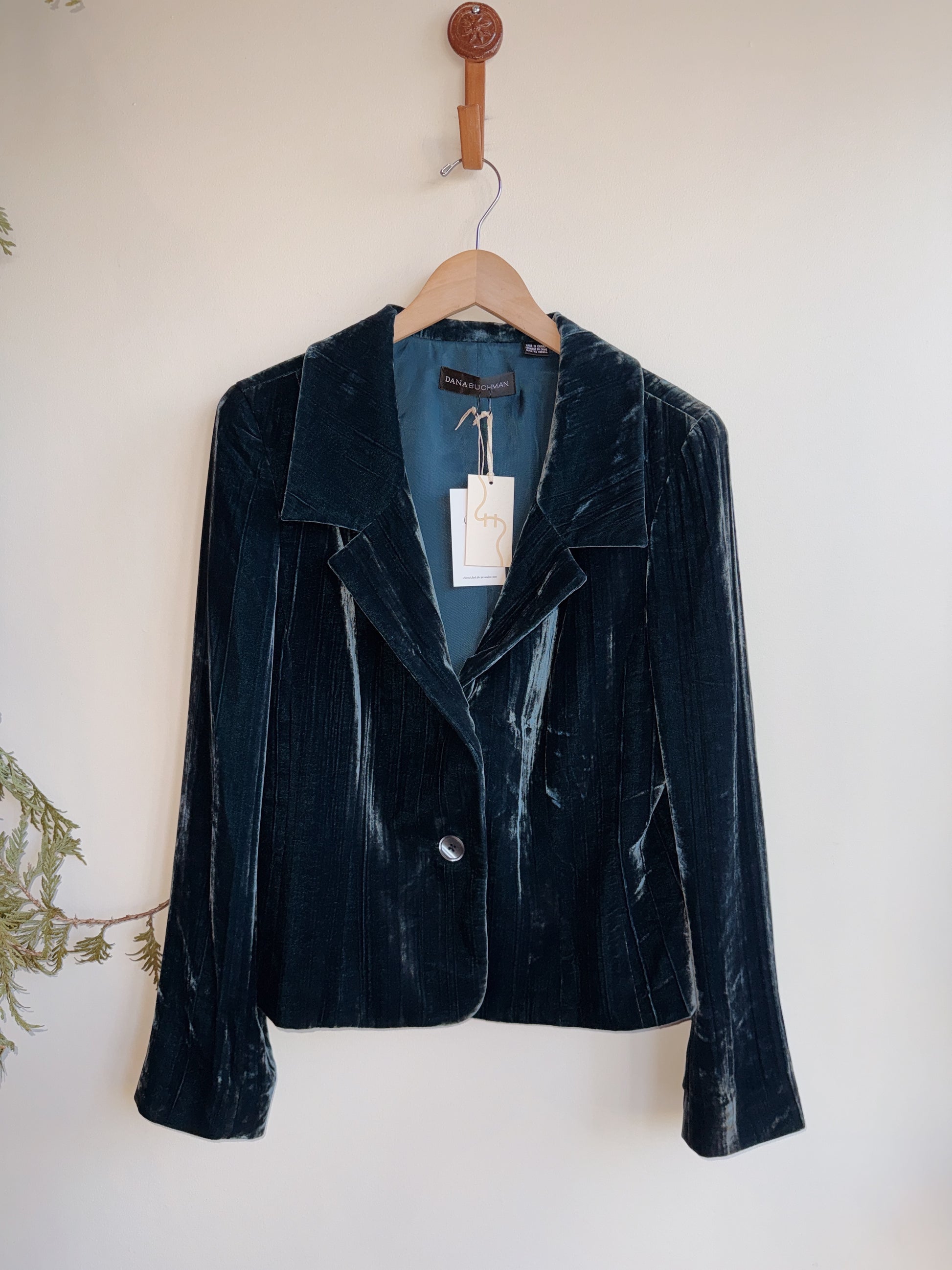 Ocean Blue Silk Velvet Blazer