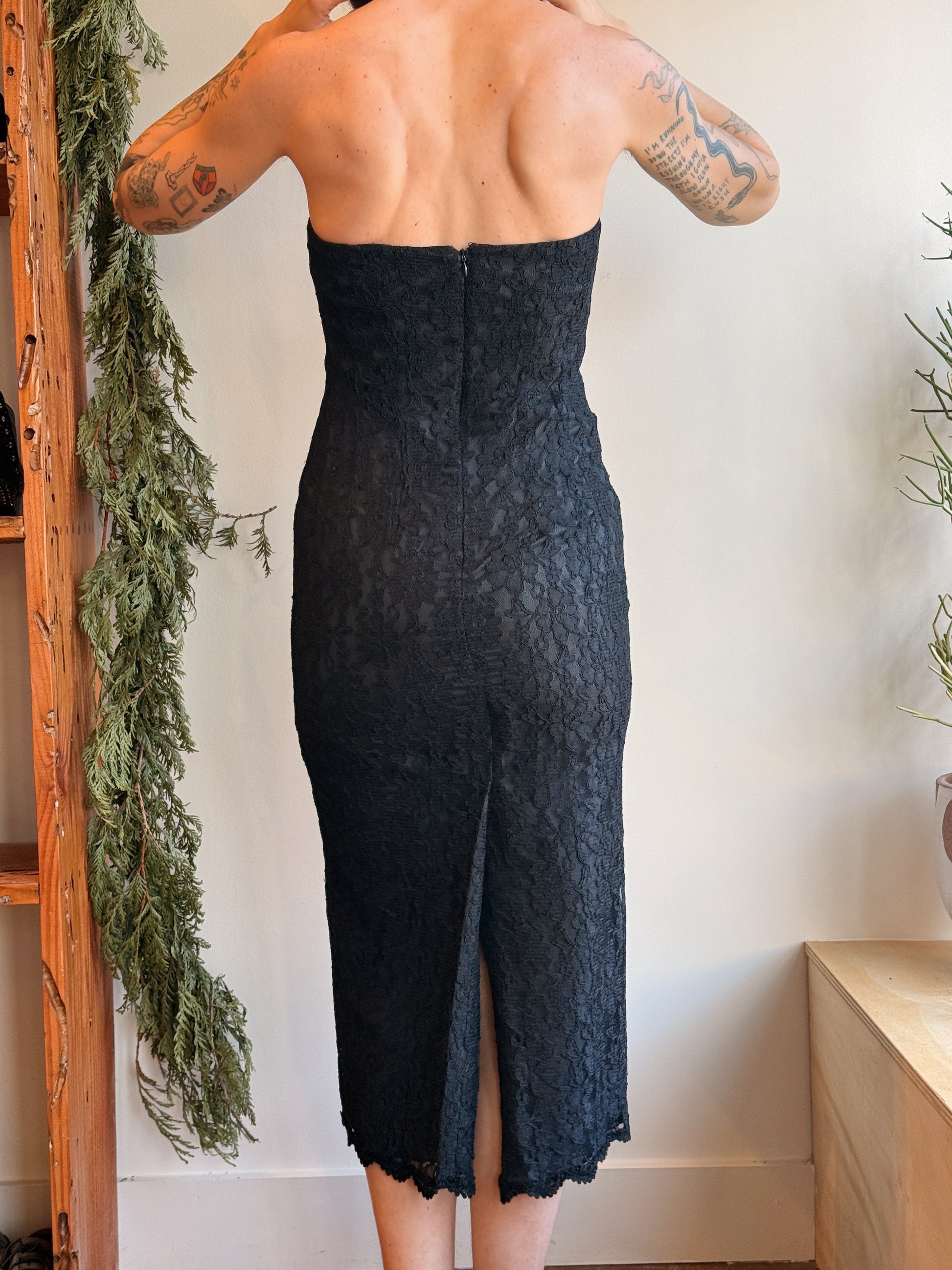 Black Lace Halter Dress