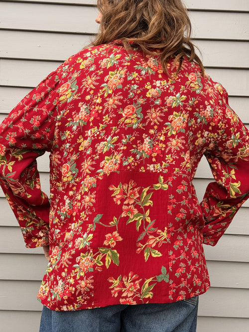 Red Floral Patchwork Chore