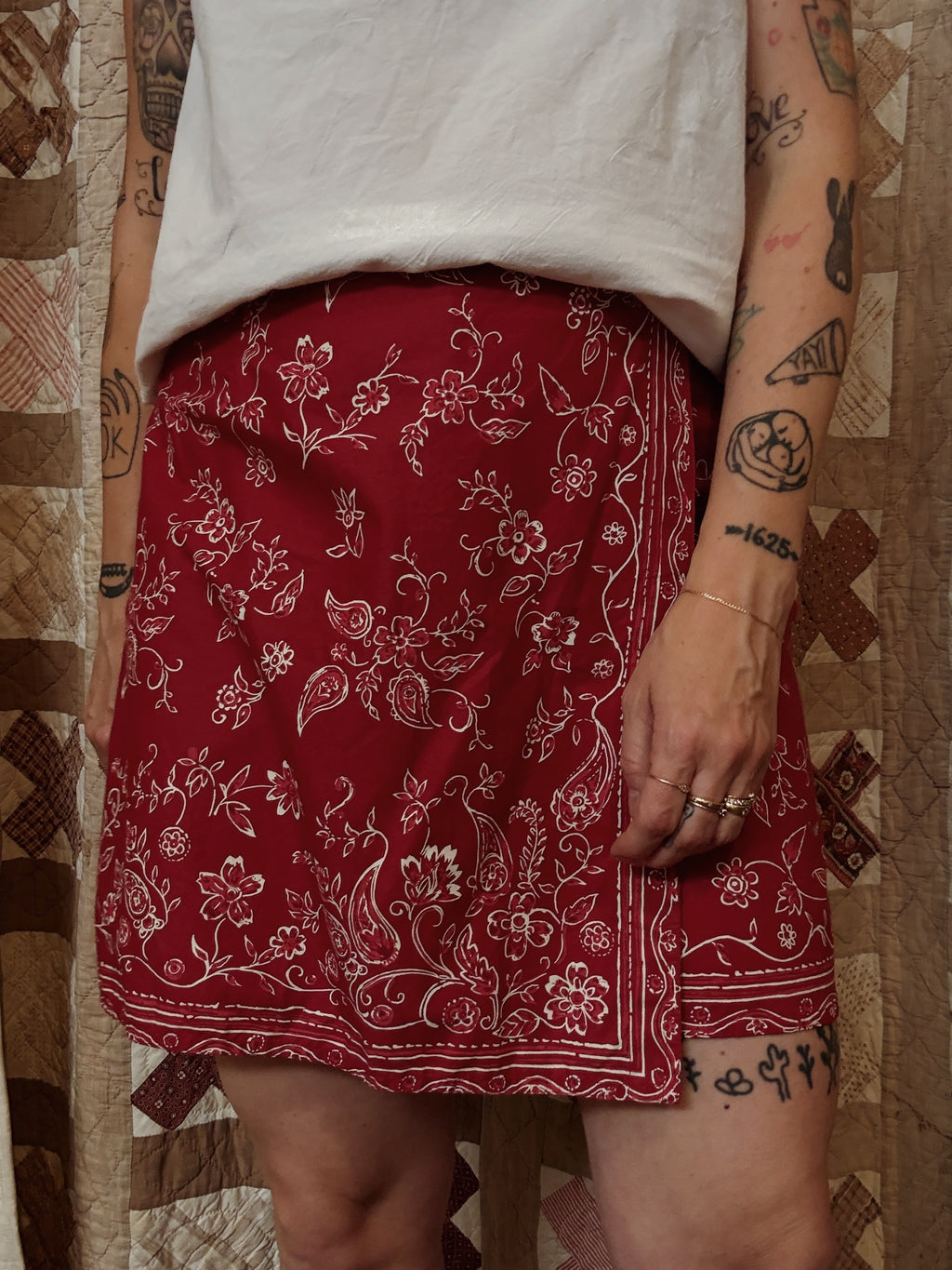 Red Paisley Cotton Skort