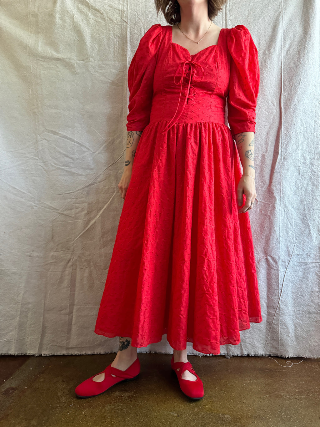 Puff Sleeve Eyelet Summer Dress