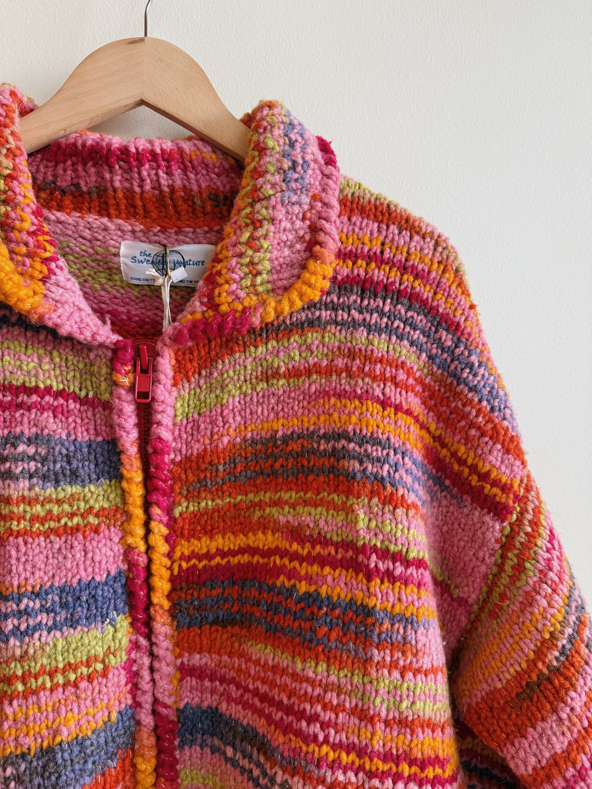 Striped Wool Zip Cardigan
