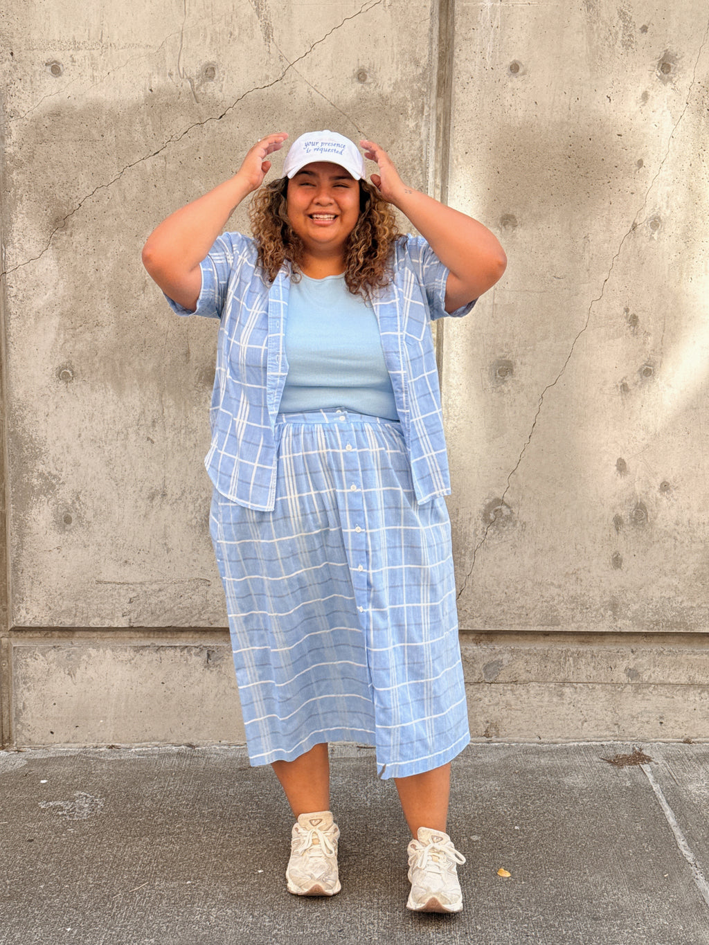 Blue Plaid Skirt Set