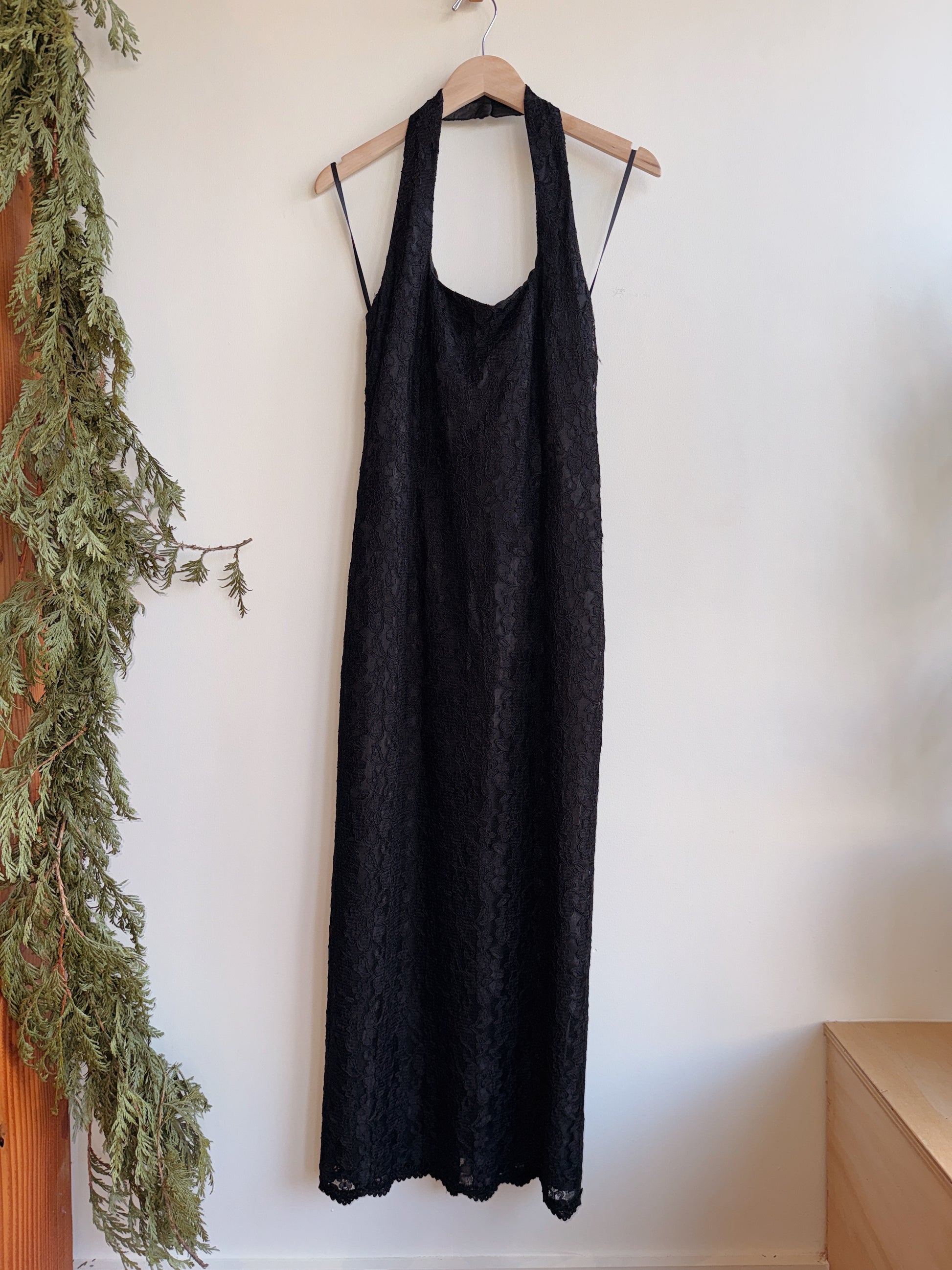 Black Lace Halter Dress