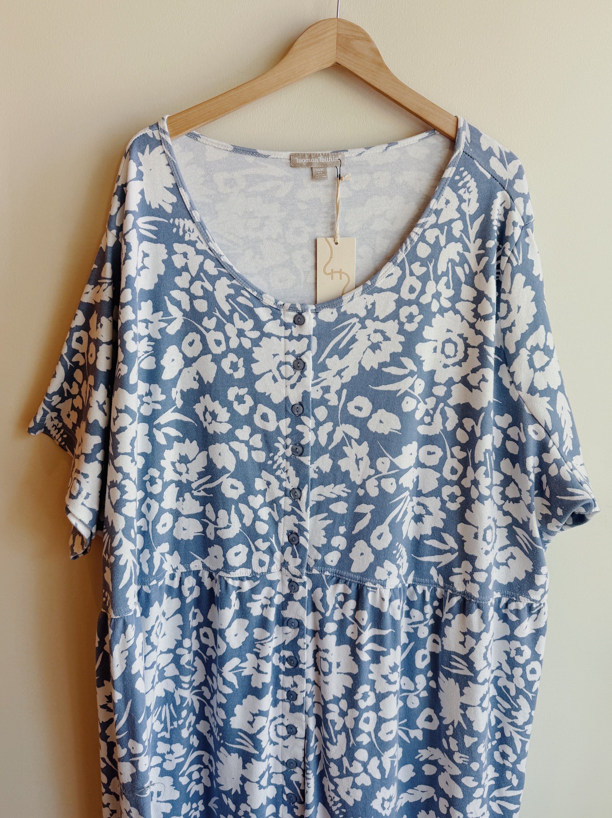 Blue 4X Floral Dress