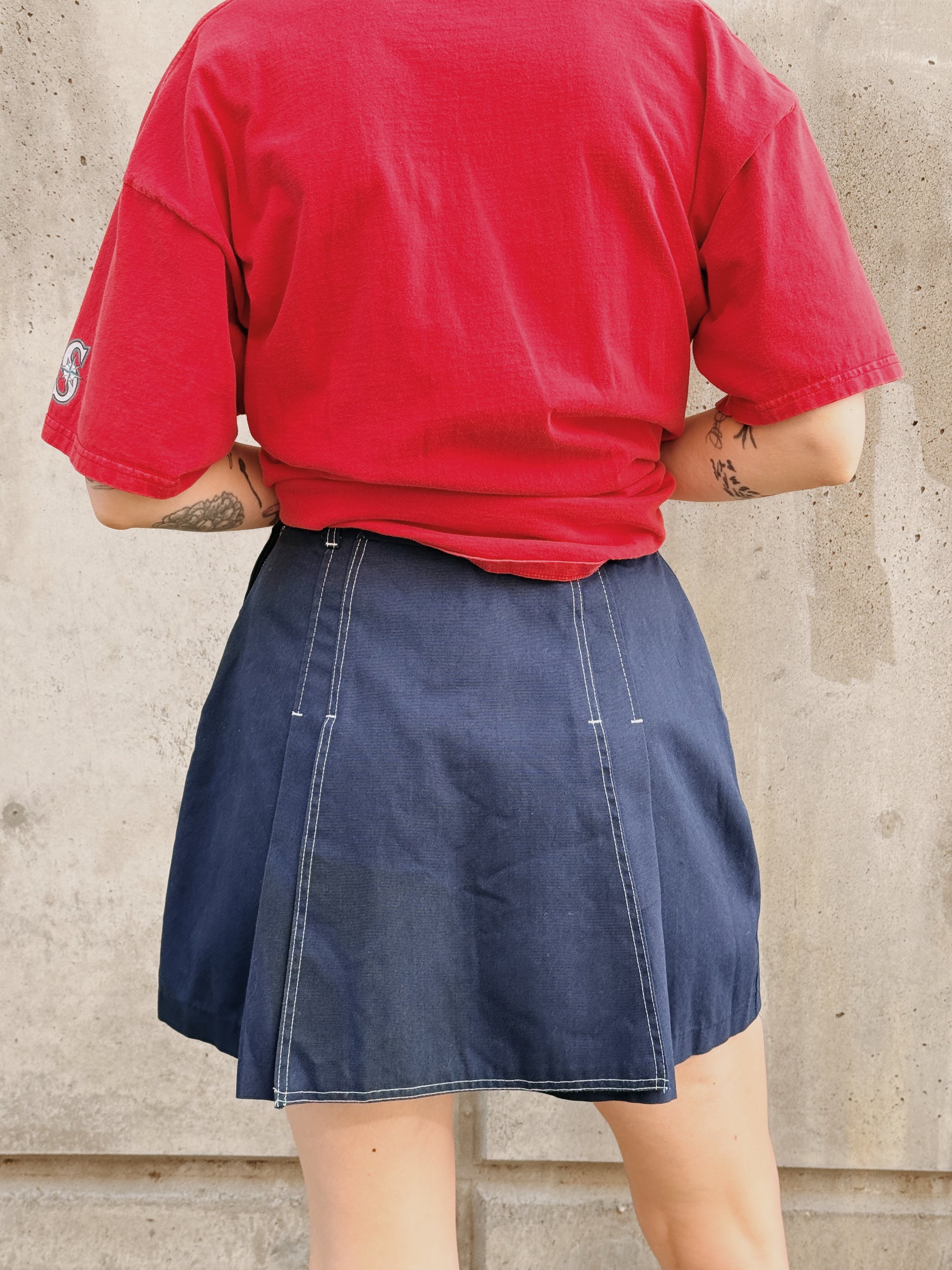 Navy Cotton Mini Skort